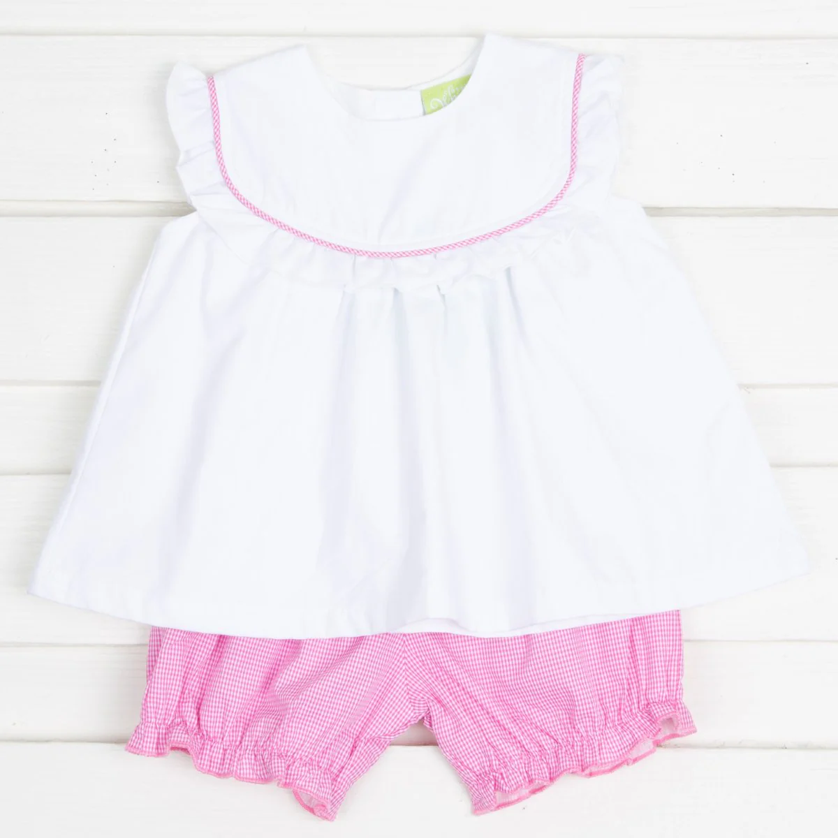 White and Pink Gingham Bloomer Set - Image 2