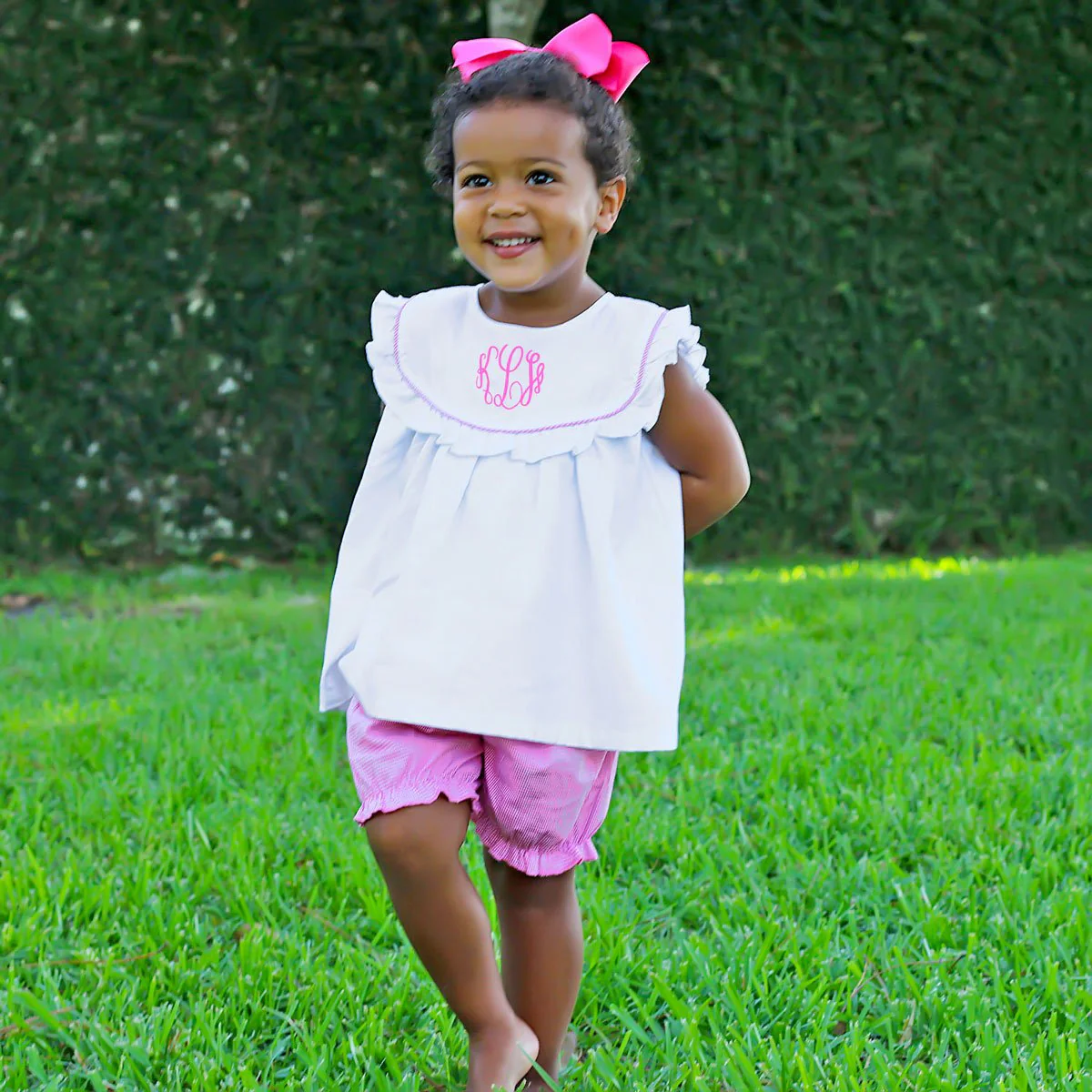 White and Pink Gingham Bloomer Set - Image 8