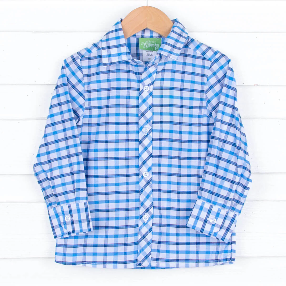 Blue Plaid Button Down Shirt - Image 4