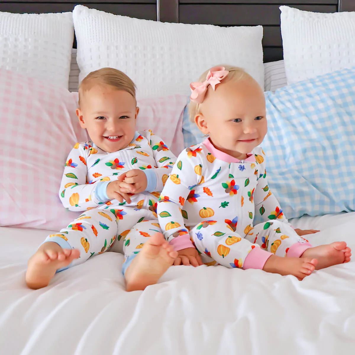 Fall Turkey Print Light Blue Zip Sleeper - Image 5
