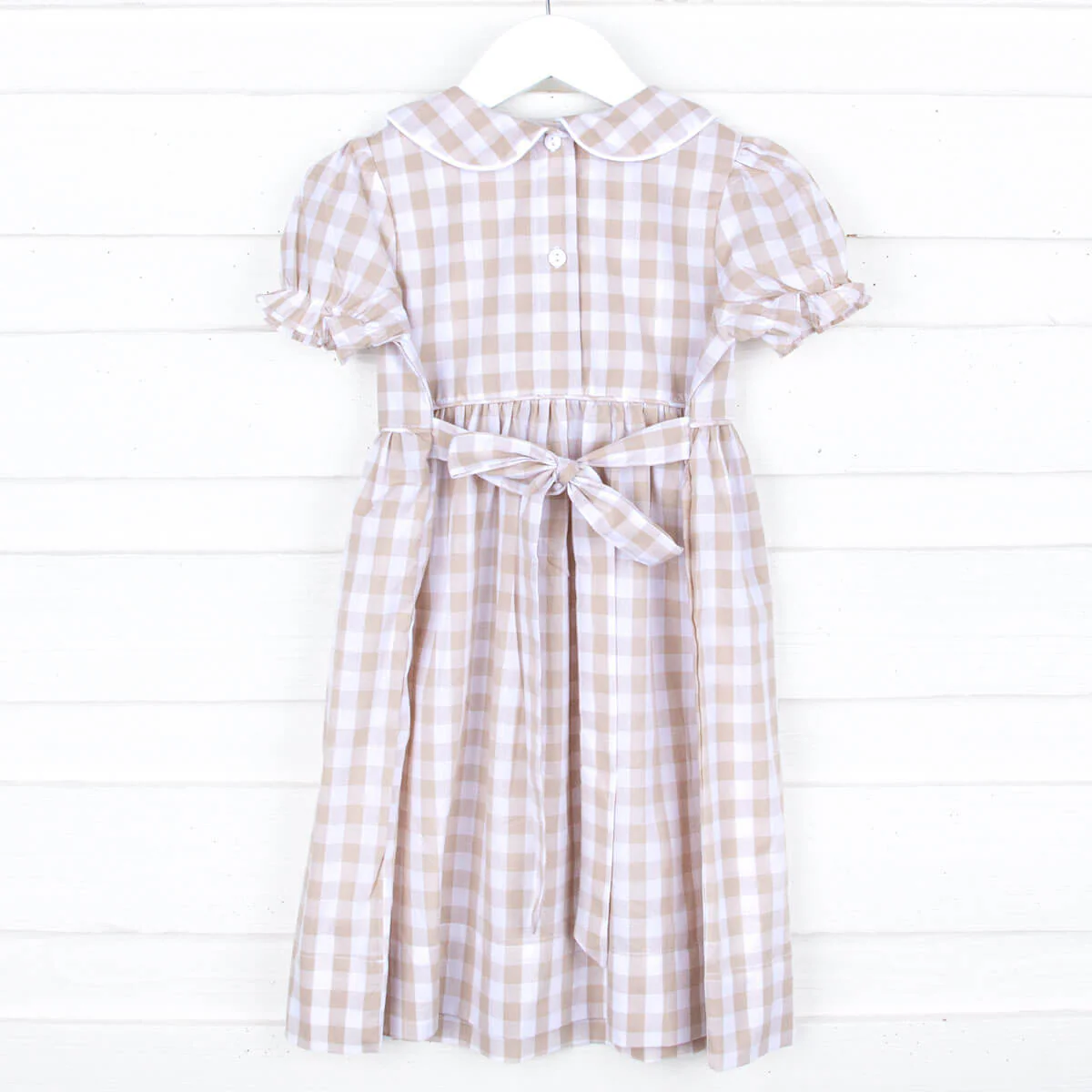 Farm Smocked Khaki Check Dress - Image 2