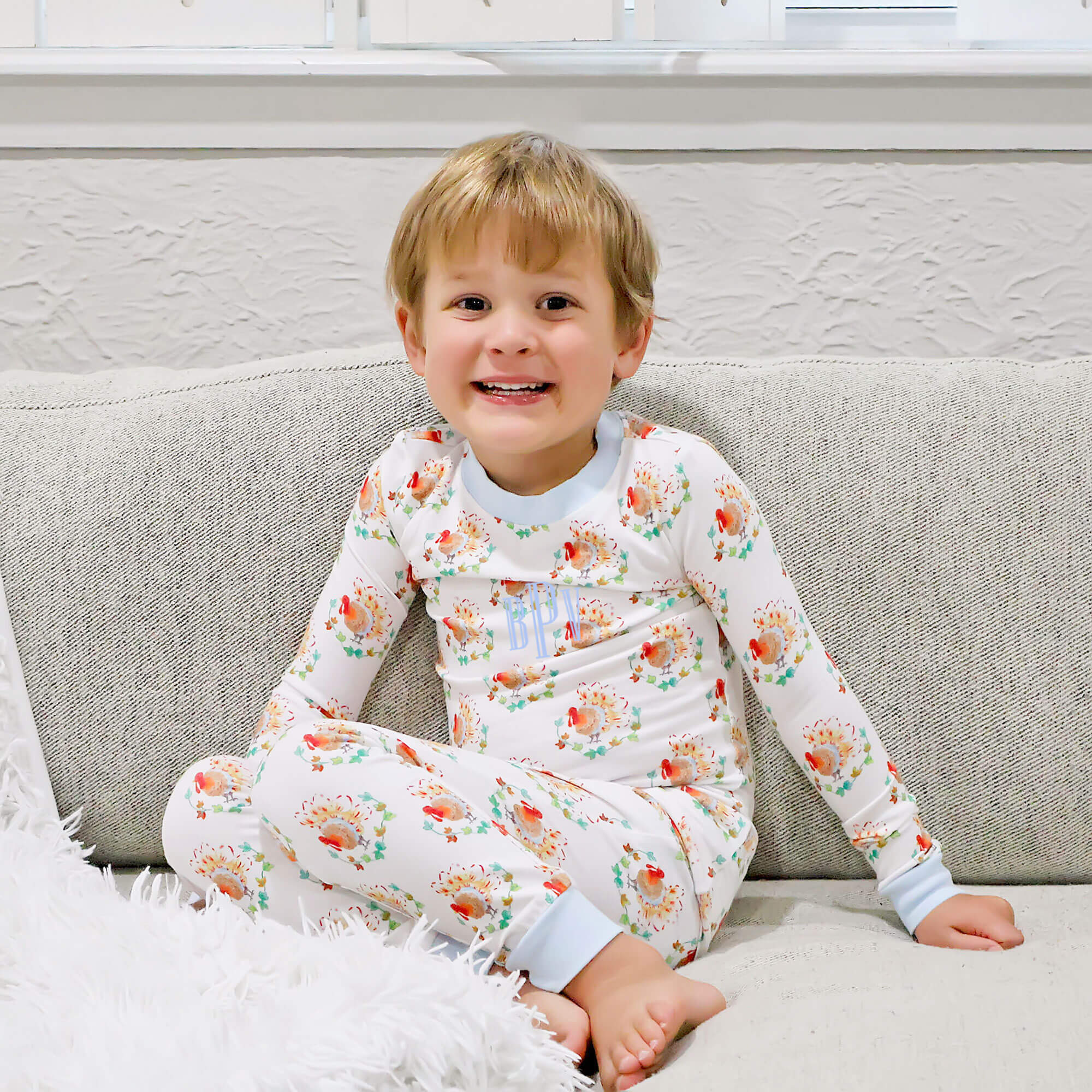 Feathery Turkey Blue Pajamas - Image 2