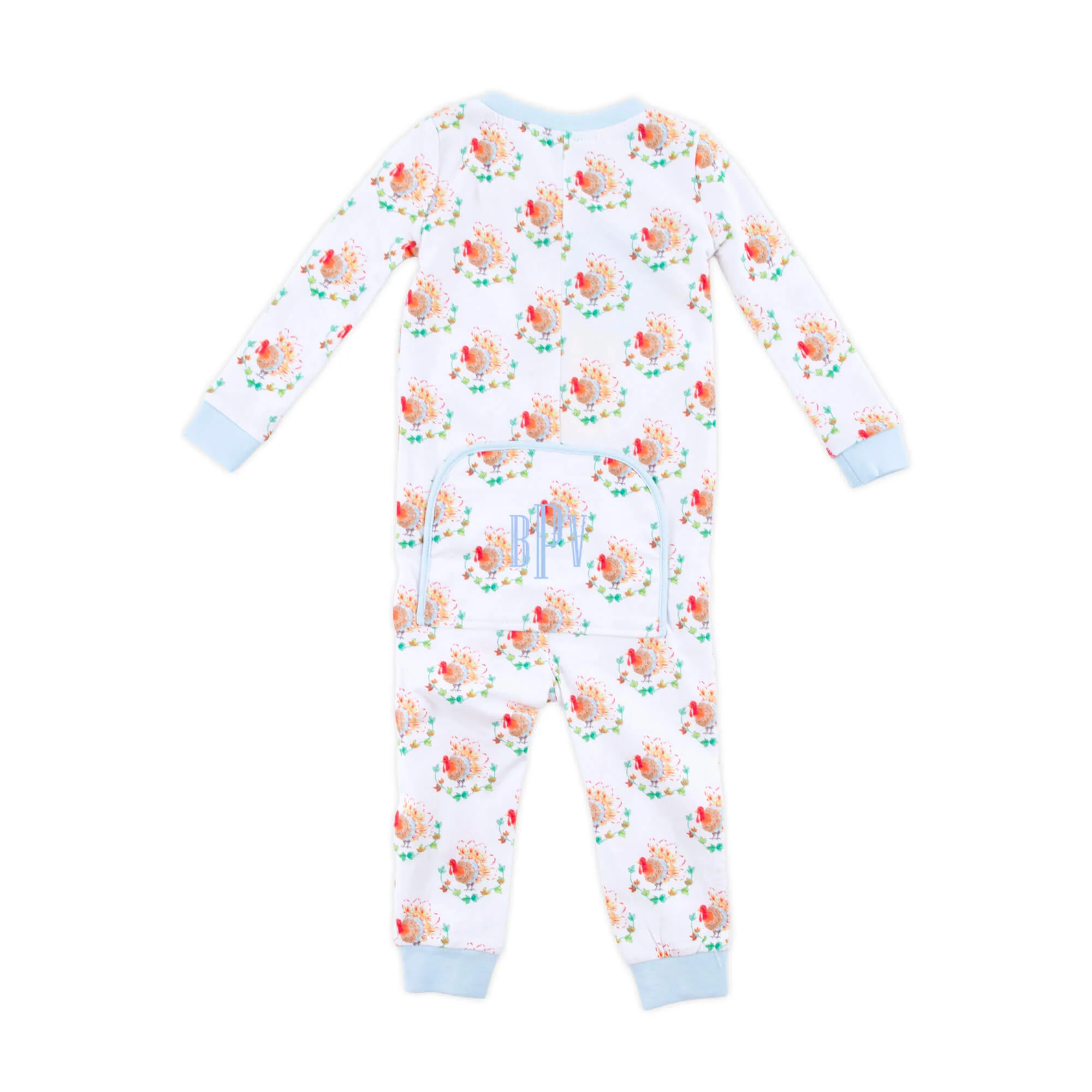 Feathery Turkey Blue Zip Sleeper - Image 3