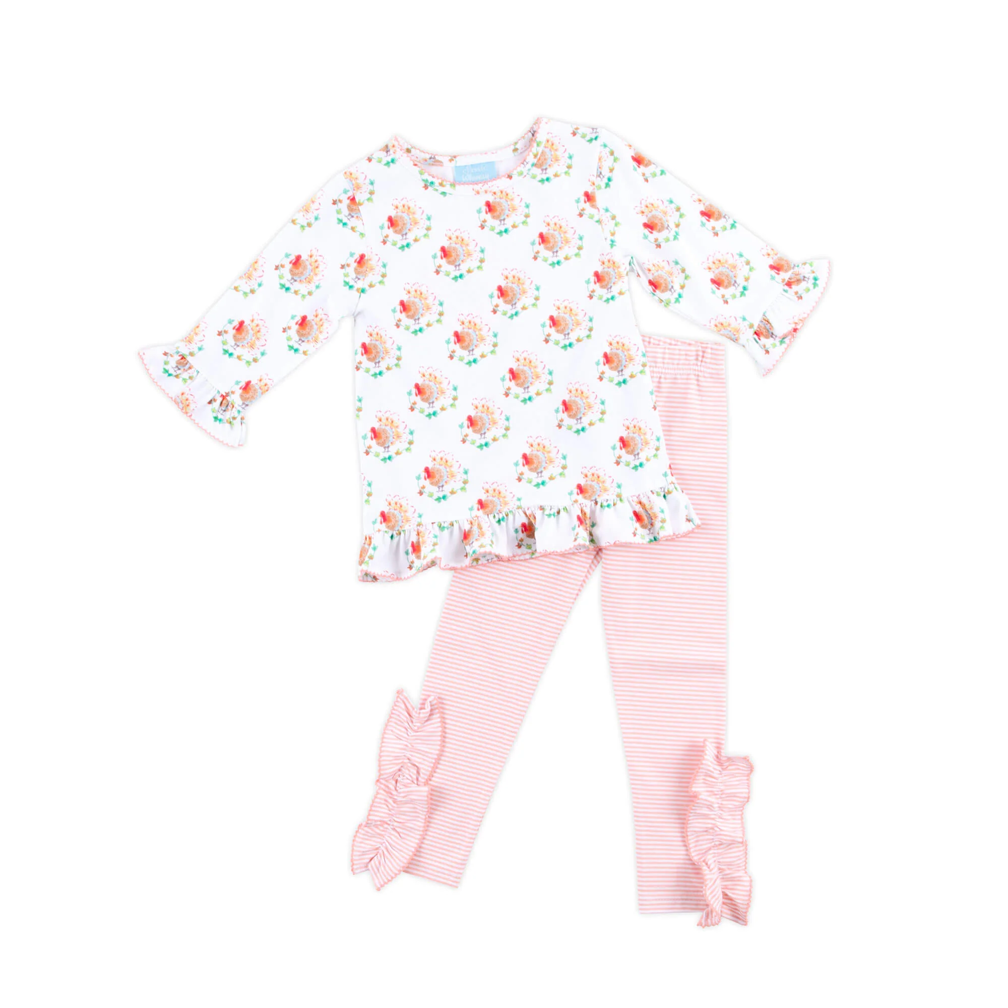 Feathery Turkey Pink Stripe Milly Legging Set - Image 4