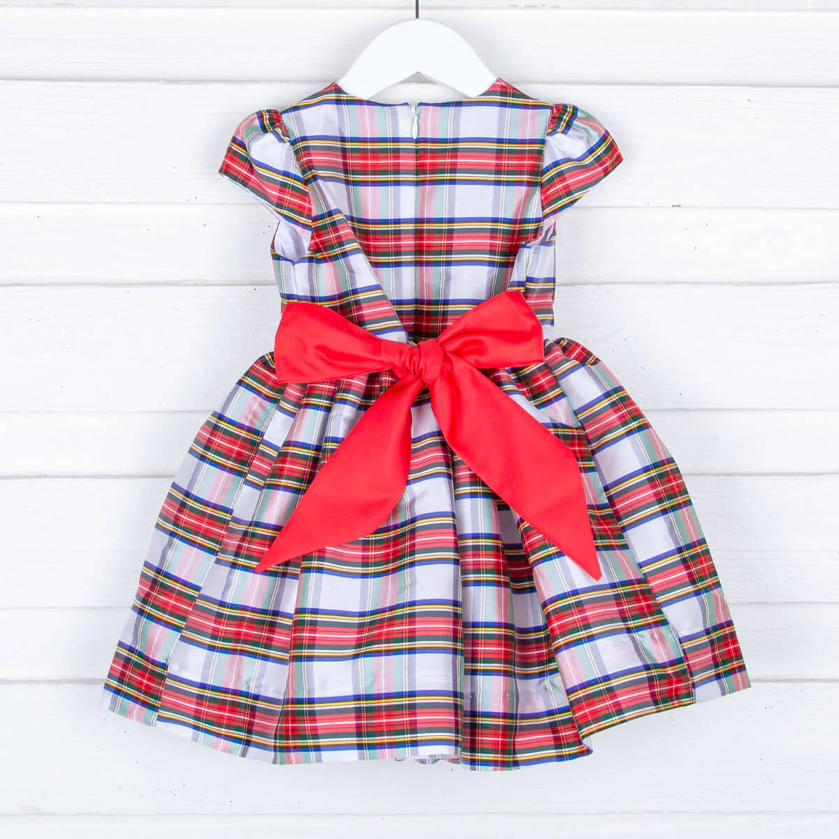 Festive Plaid Taffeta Sash Dress - Image 3