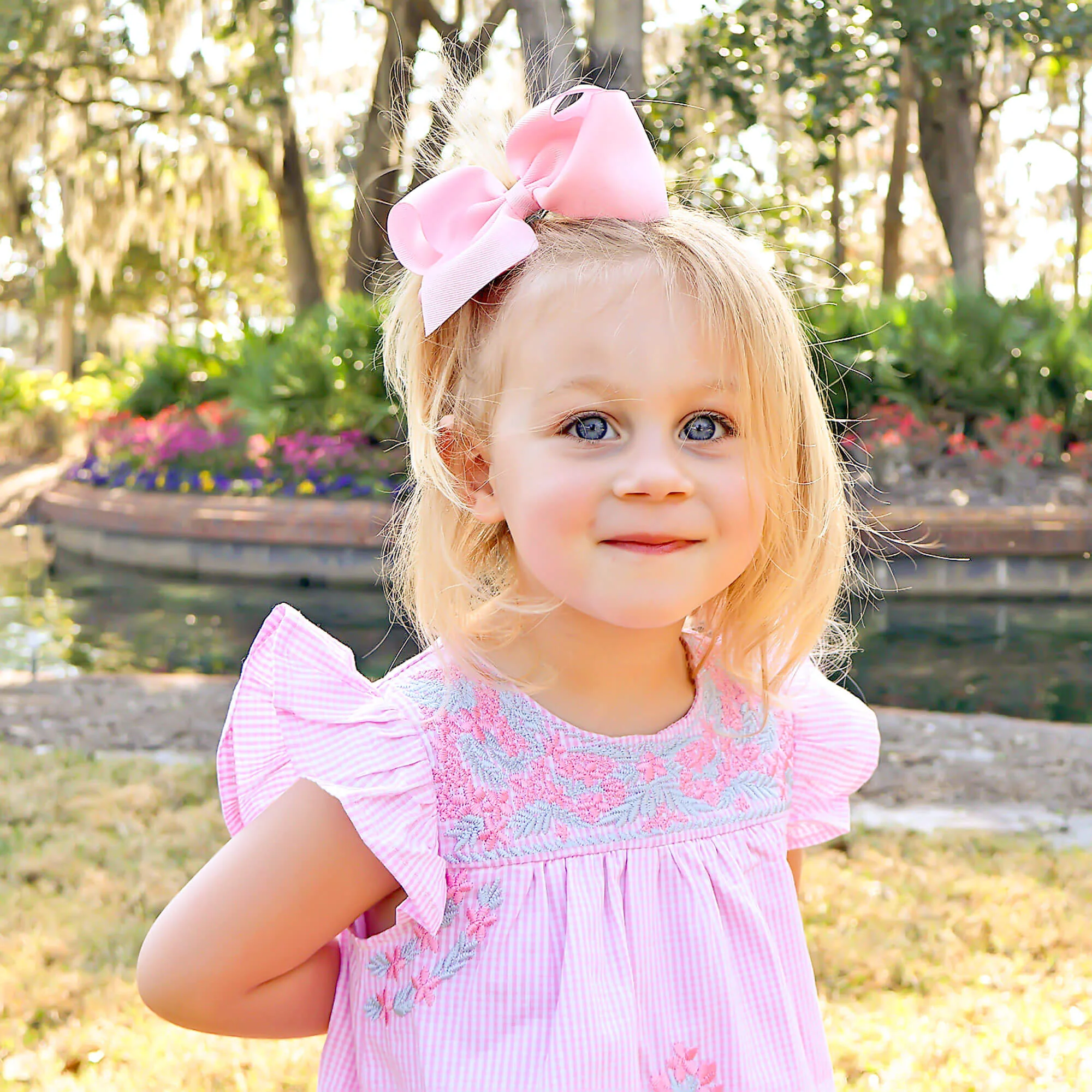 Fiesta Pink Gingham Embroidered Bubble - Image 3