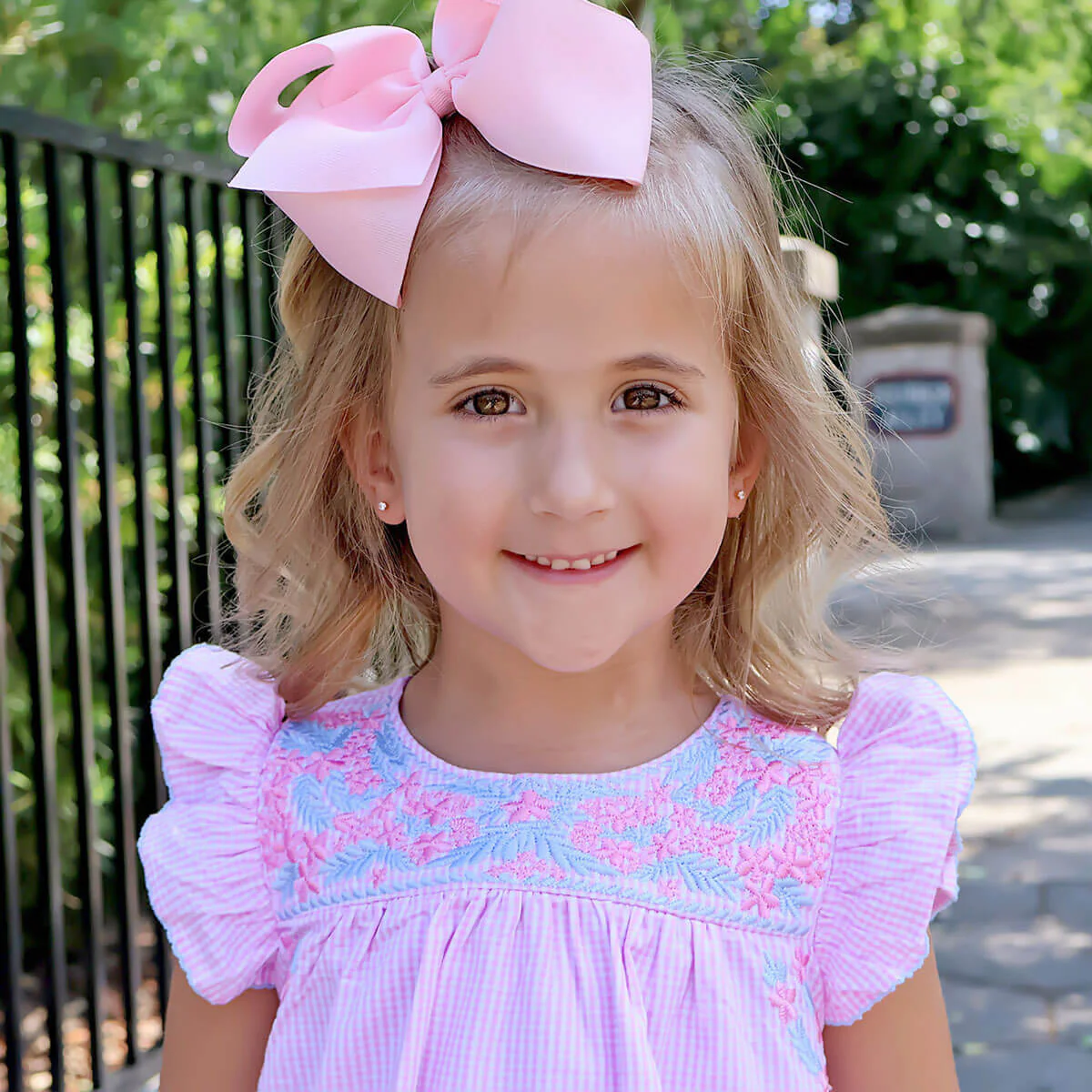 Pink Gingham Embroidered Beach Dress - Image 4