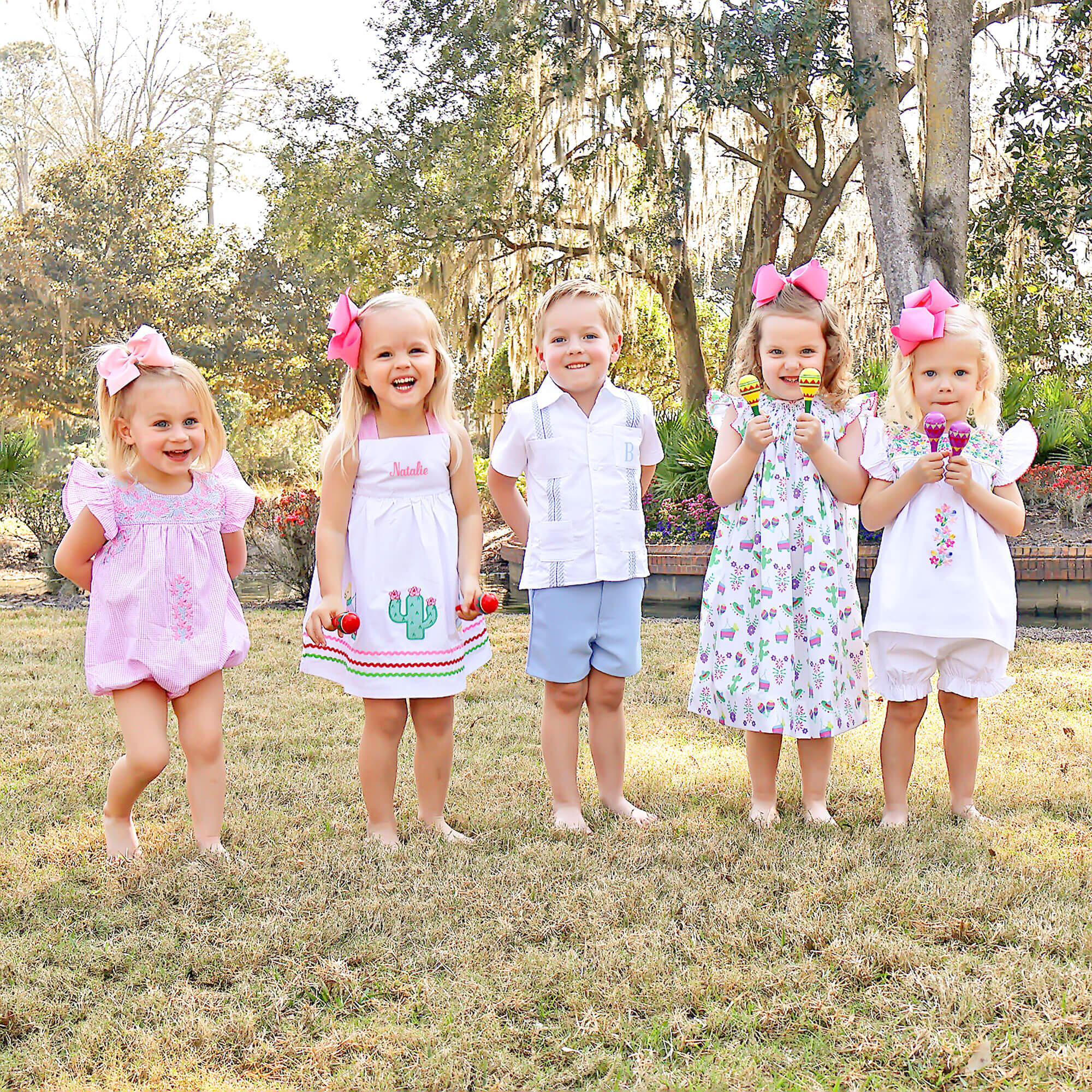 Fiesta Time Print Smocked Angel Sleeve Dress - Image 5