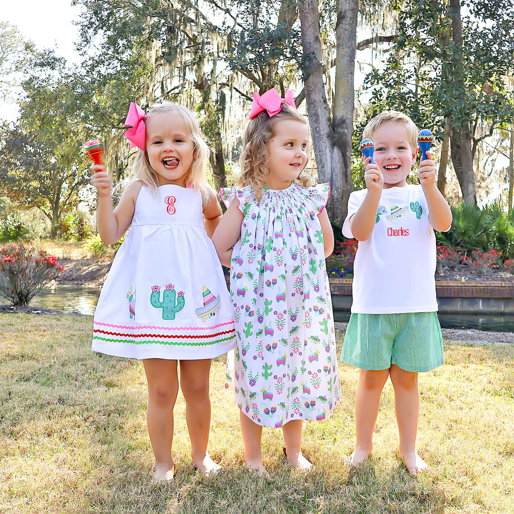 Fiesta Time Print Smocked Angel Sleeve Dress - Image 6