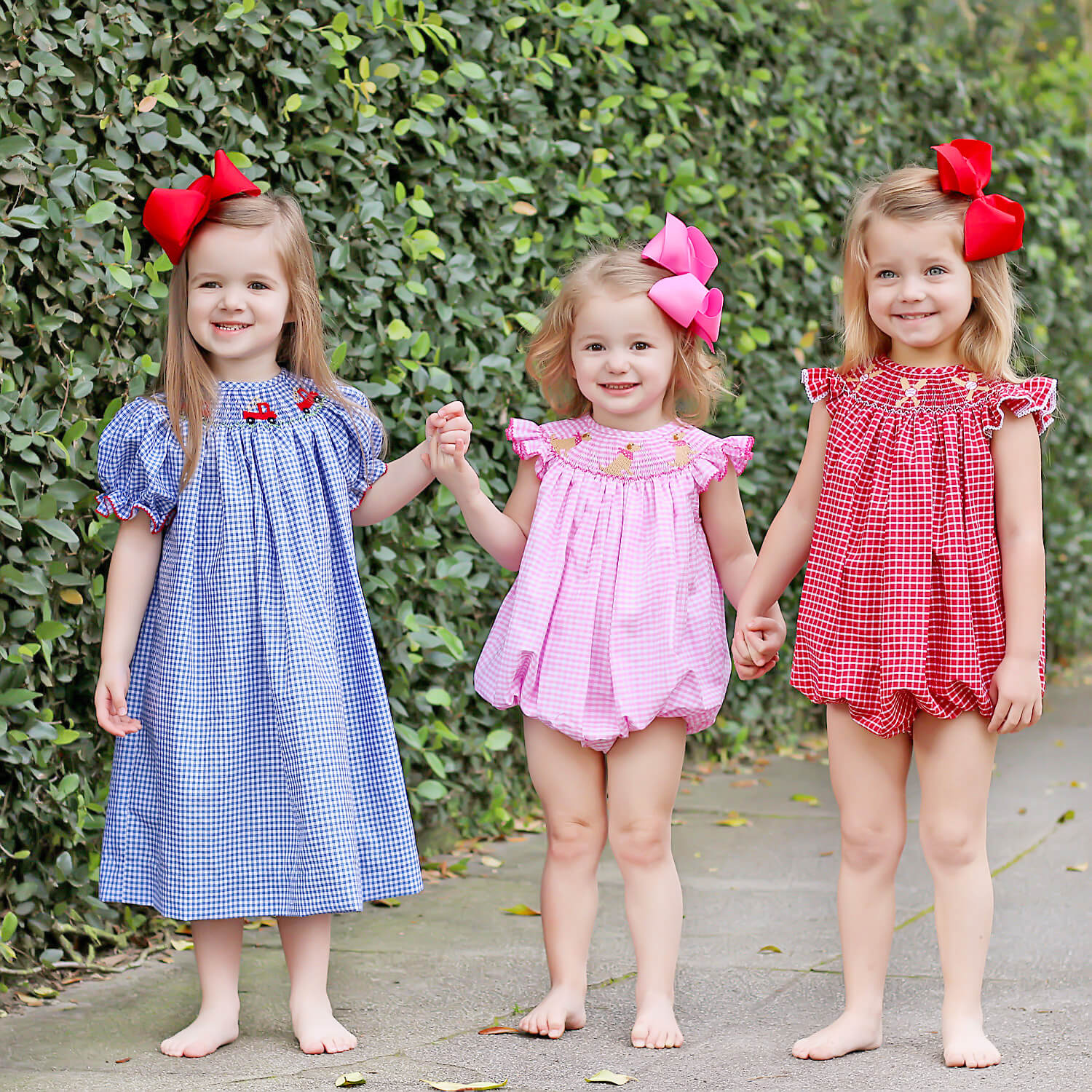 Fire Truck Blue Plaid Smocked Bishop Dress - Image 5