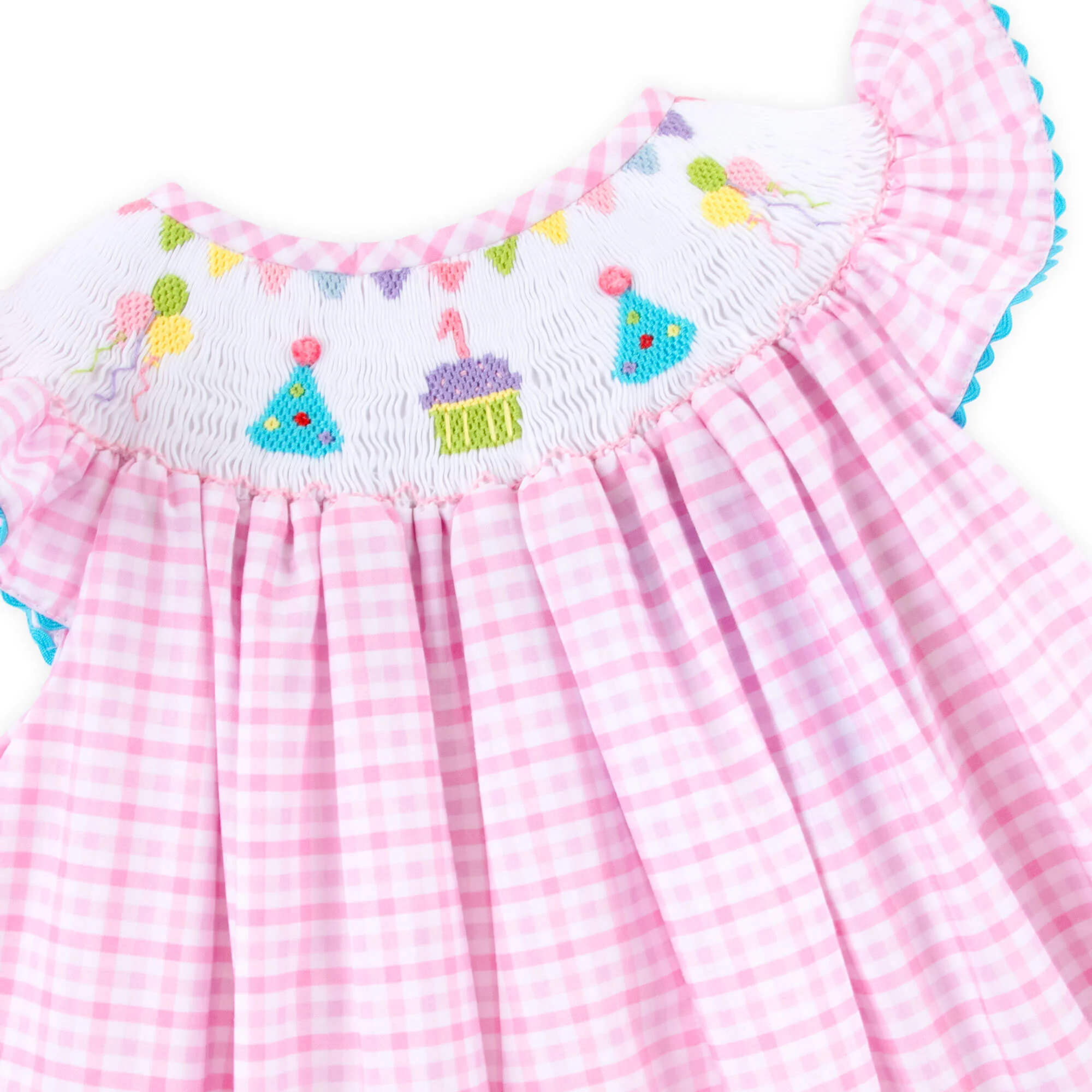 First Birthday Smocked Pink Check Dress - Image 2