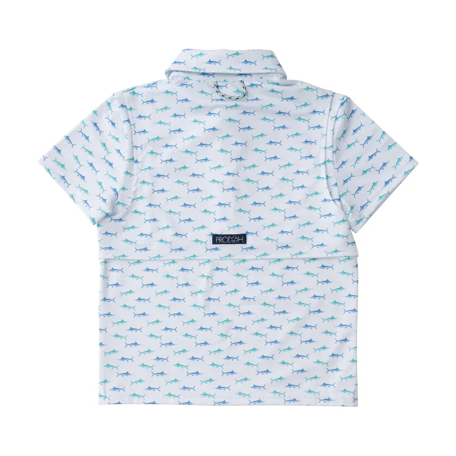 Fish Print Short Sleeve Performance Polo - Image 2