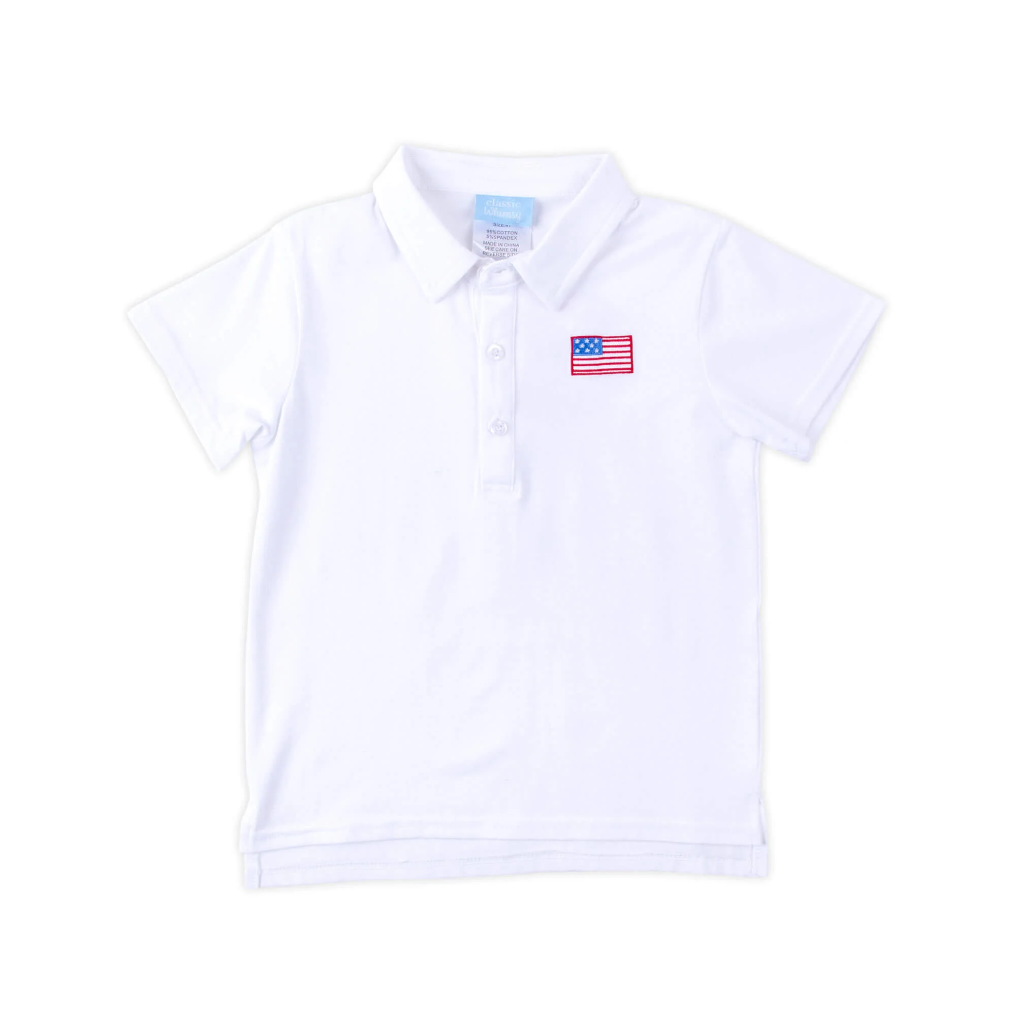 Flag Embroidered White Polo - Image 4