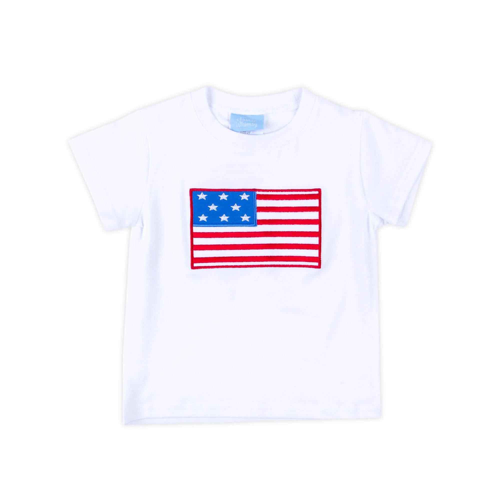 Flag Applique White Short Sleeve Shirt - Image 2