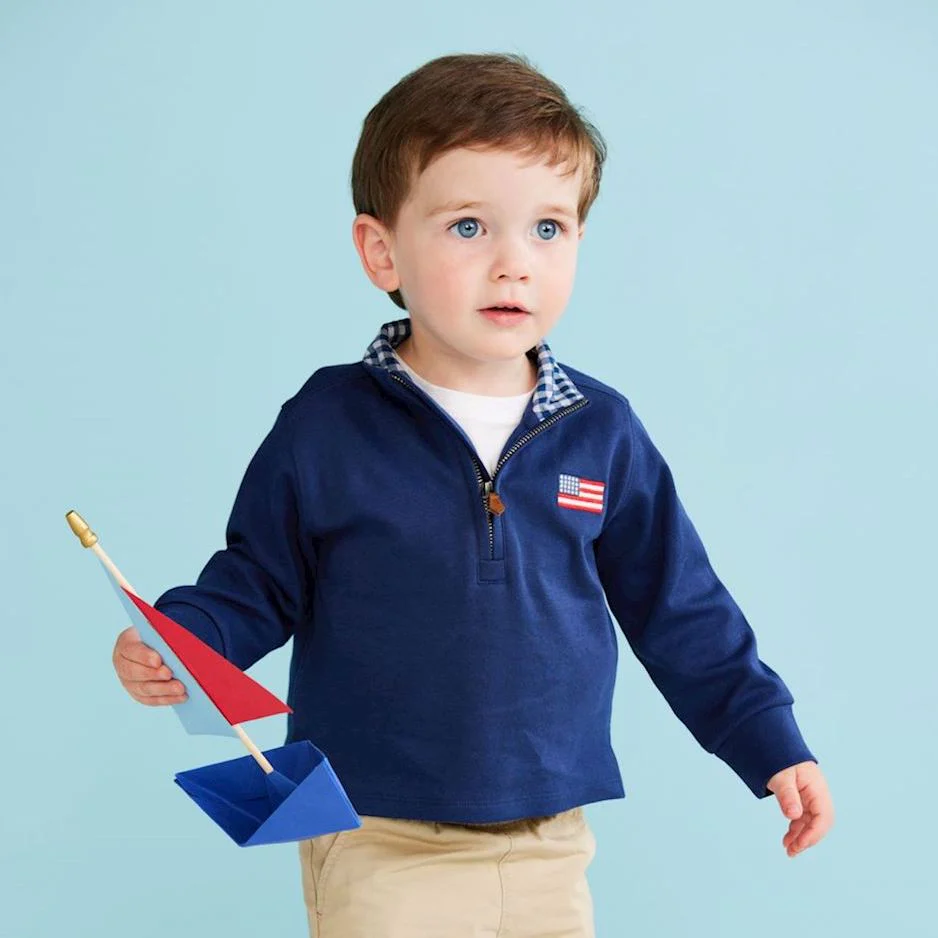Flag Embroidered Quarter Zip Pullover - Image 2