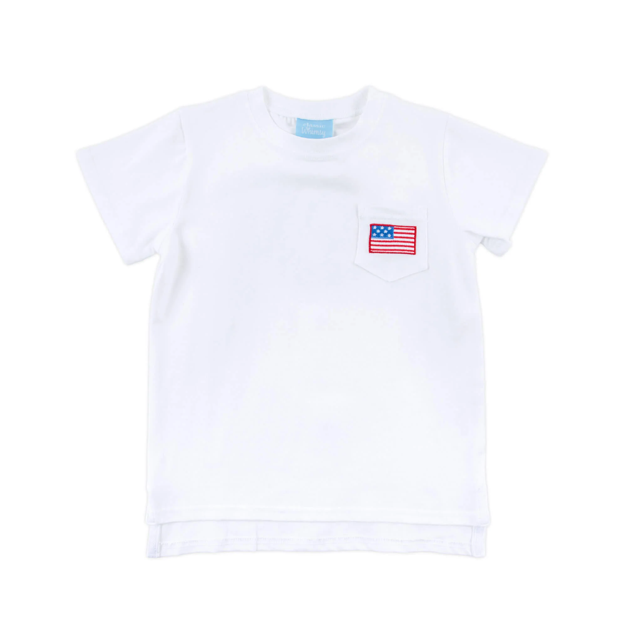 Flag Embroidered White Short Sleeve Pocket Shirt - Image 2
