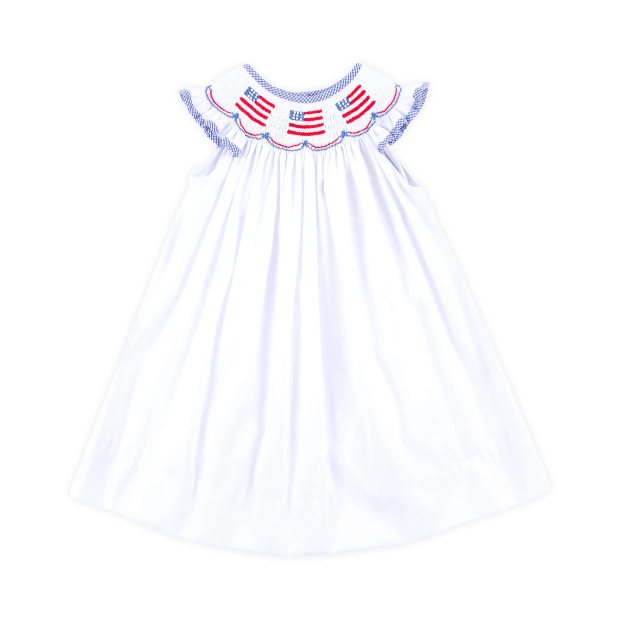 Flag Smocked White Pique Dress - Image 3