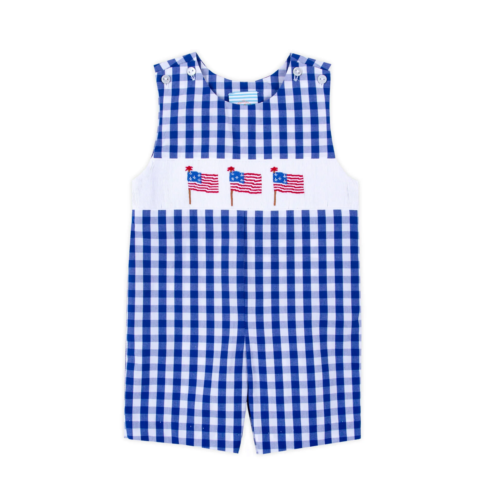 Flag Smocked Royal Check Jon Jon - Image 2