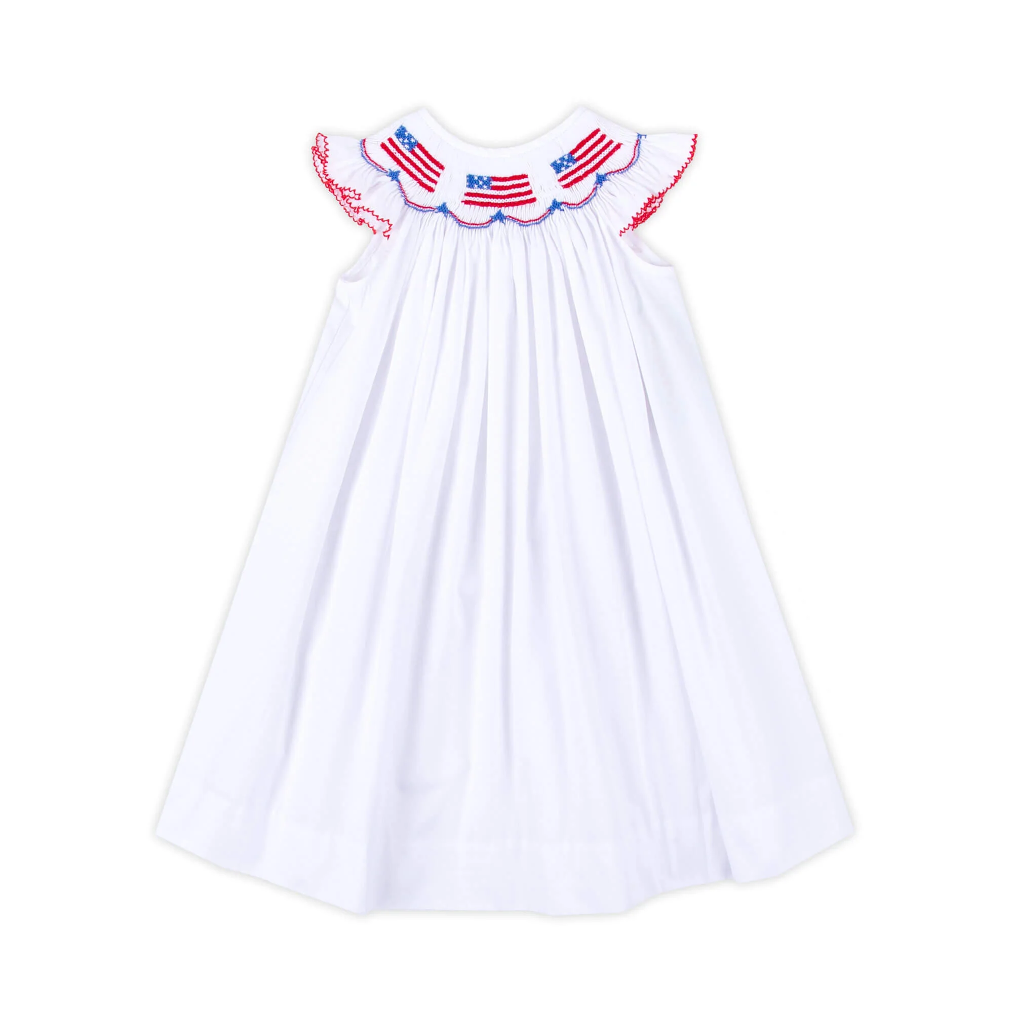 Flag Smocked White Angel Sleeve Dress - Image 2