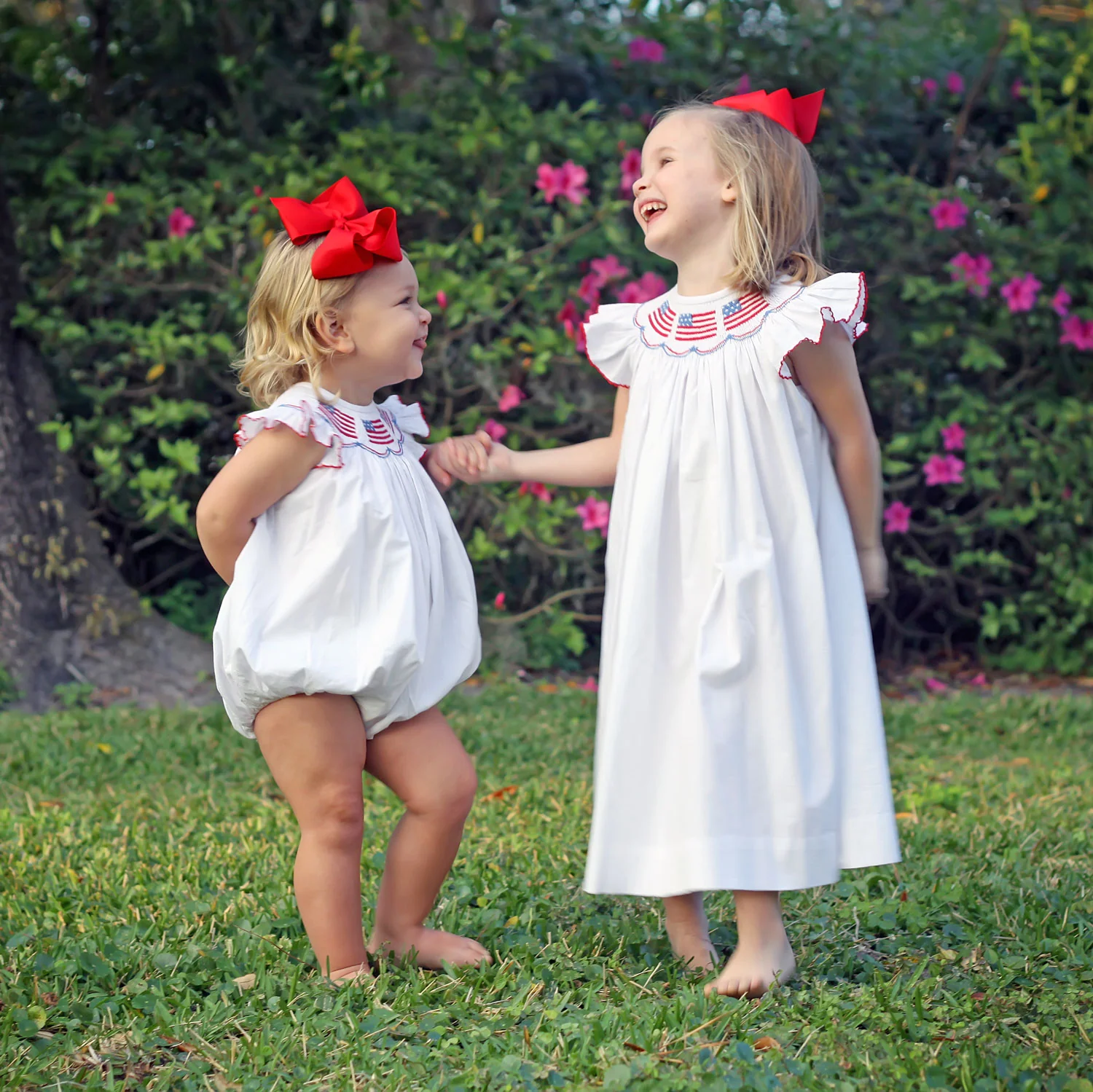 Flag Smocked White Angel Sleeve Bubble - Image 4