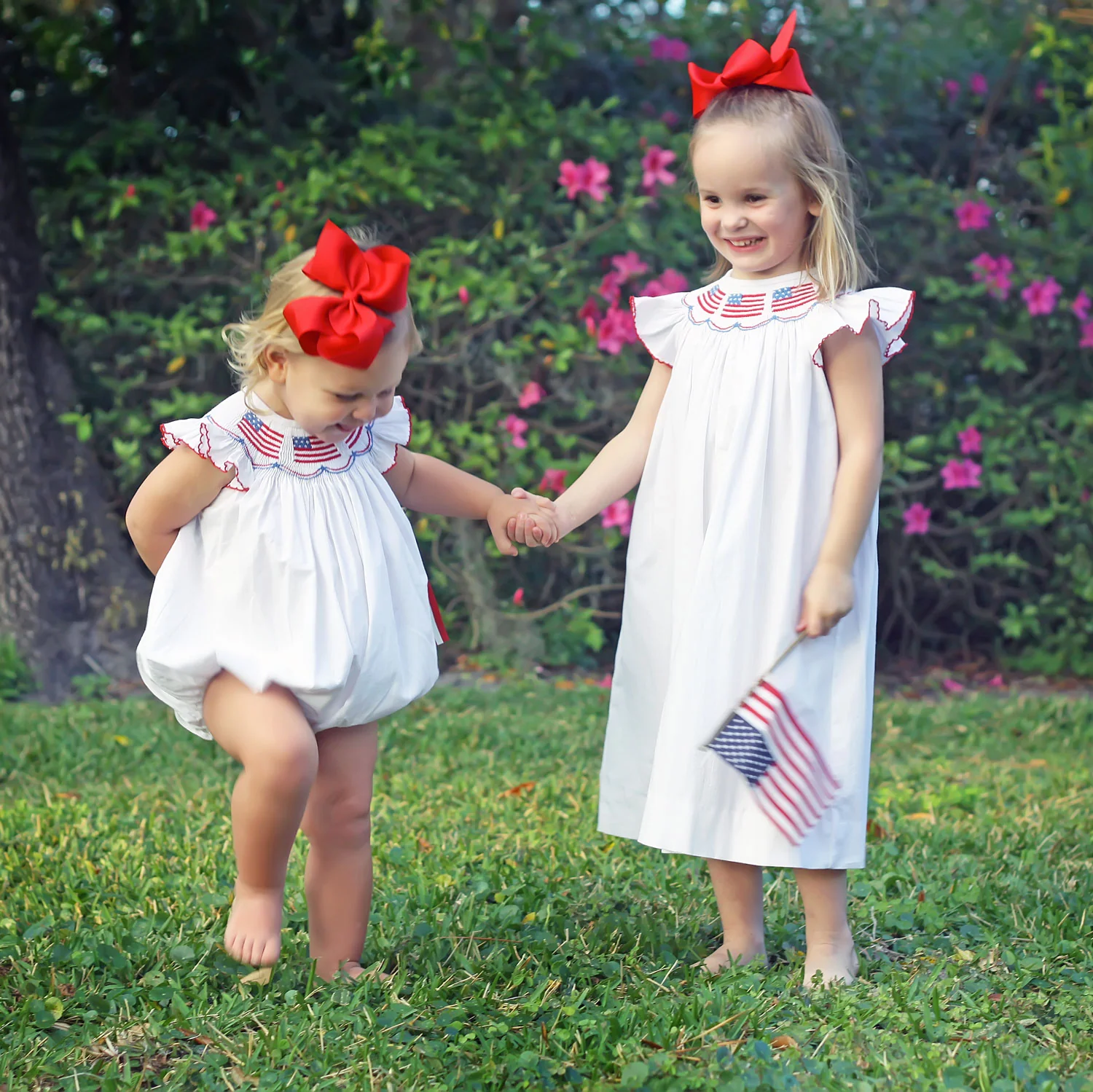 Flag Smocked White Angel Sleeve Bubble - Image 3