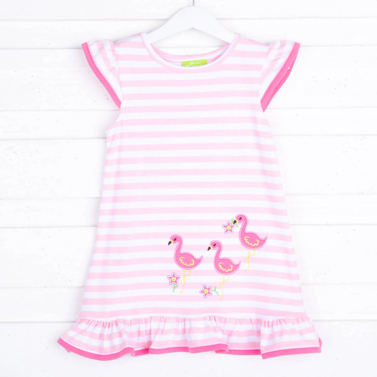 Flamingo Applique Pink Stripe Milly Dress - Image 2