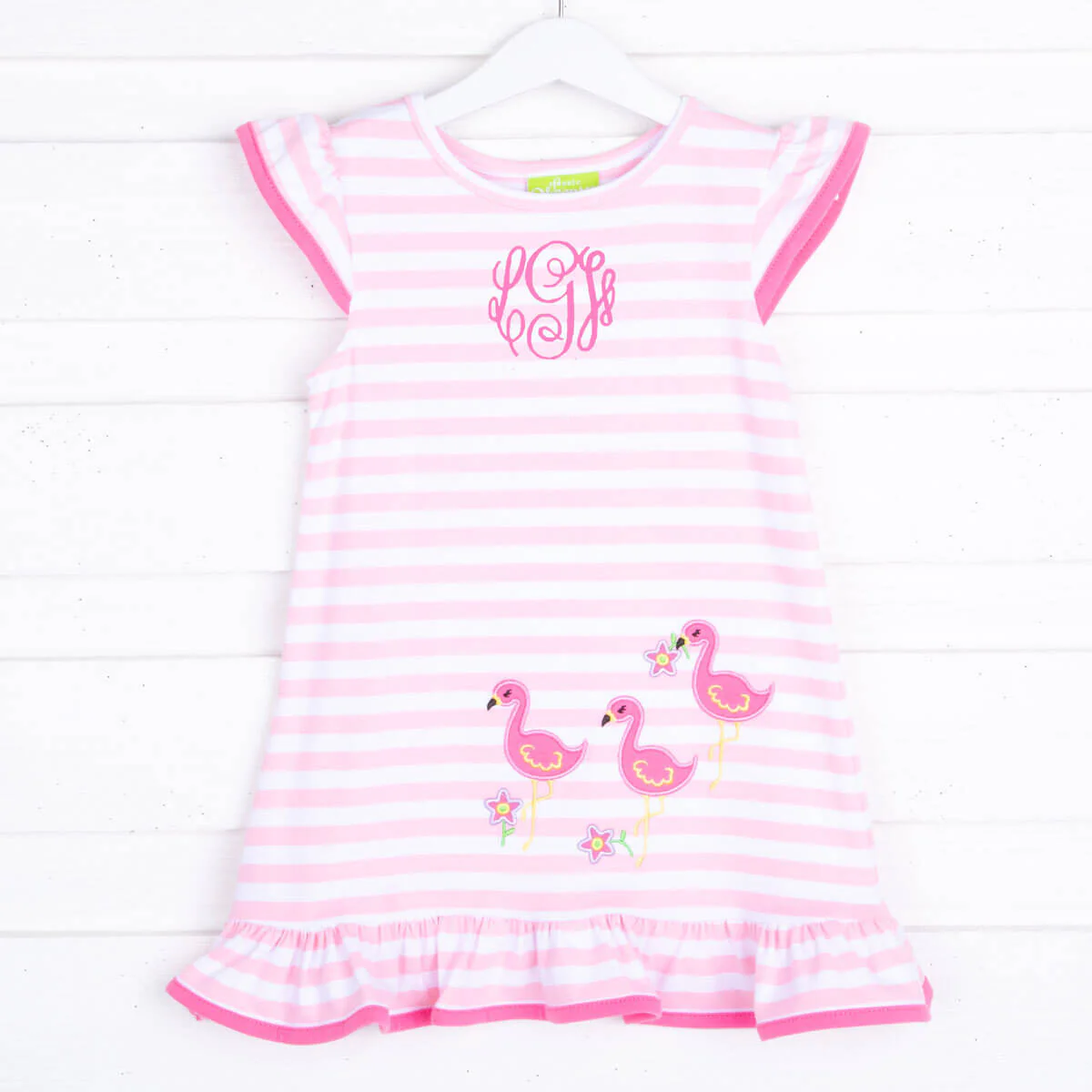 Flamingo Applique Pink Stripe Milly Dress - Image 3