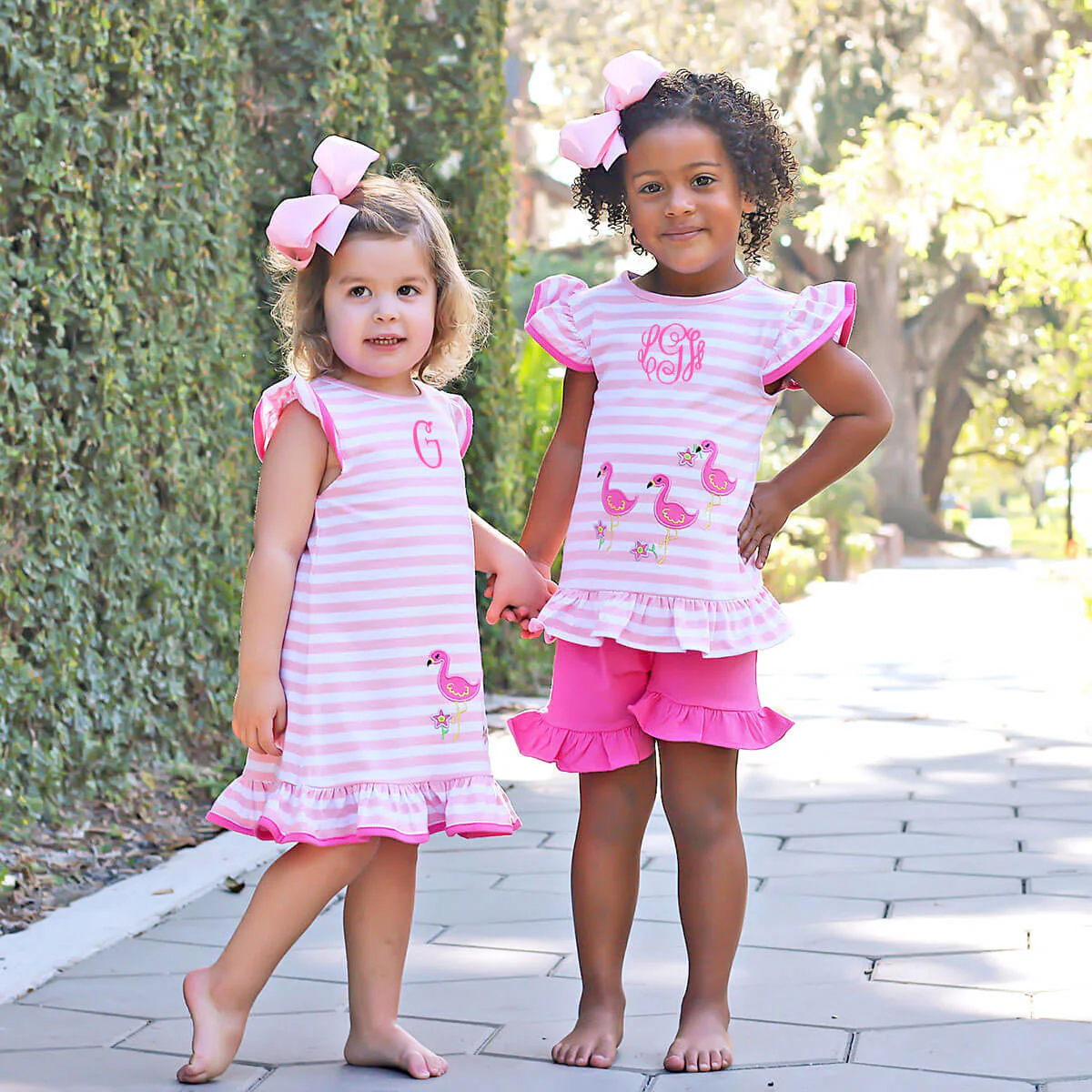 Flamingo Applique Pink Stripe Milly Dress - Image 6