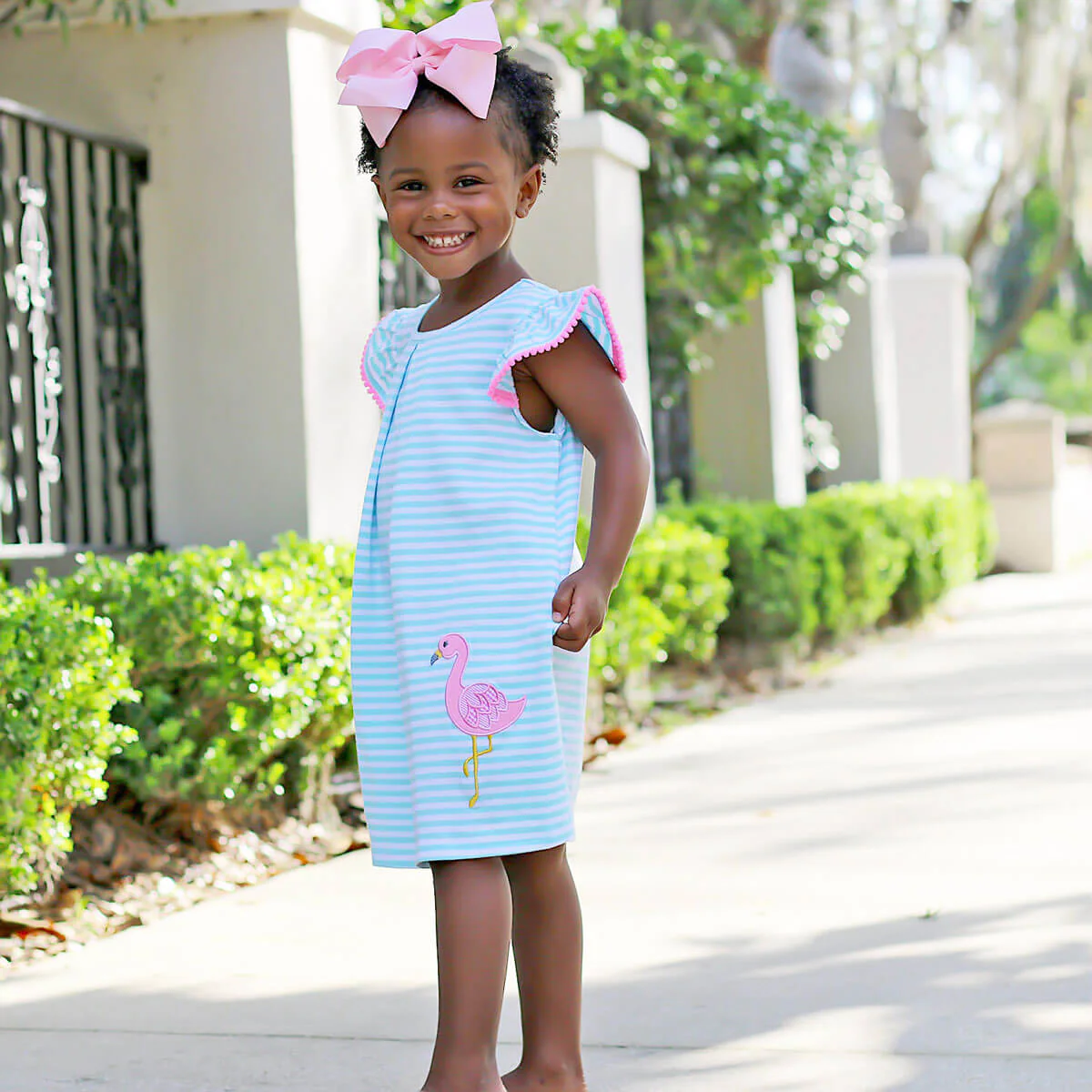 Flamingo Turquoise Stripe Claire Dress - Image 2