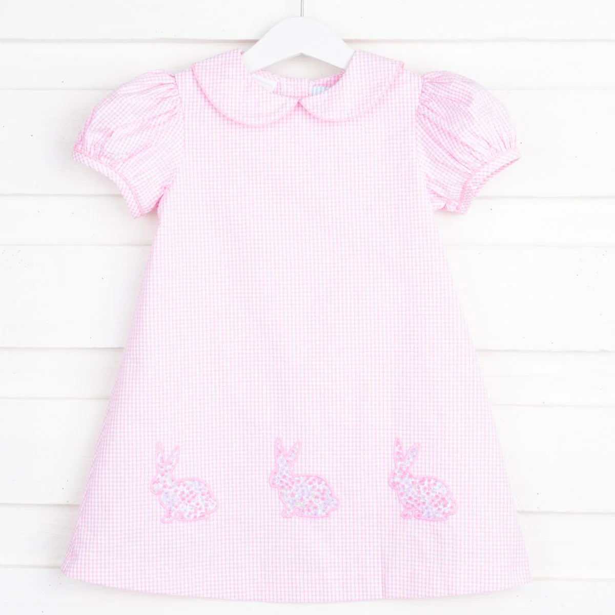 Floral Bunny Sally Dress Pink Seersucker Check - Image 2