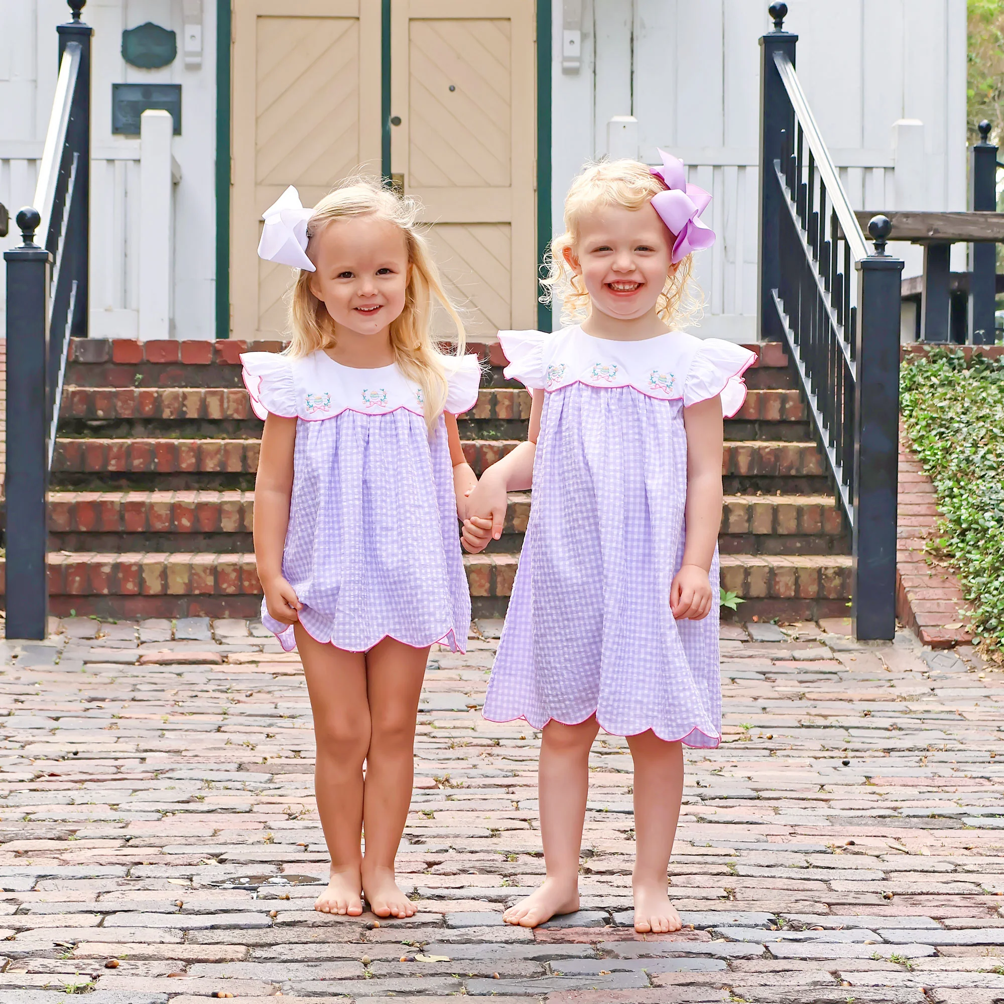 Floral Eggs Purple Gingham Amelia Dress - Image 4