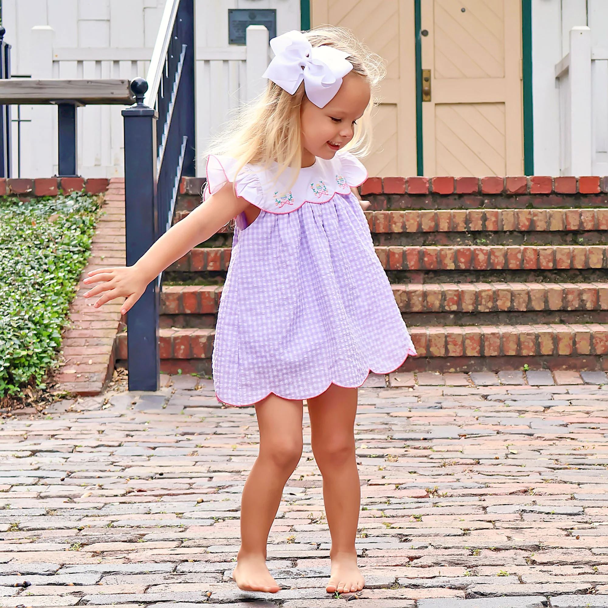 Floral Eggs Purple Gingham Amelia Skirt Bubble - Image 3
