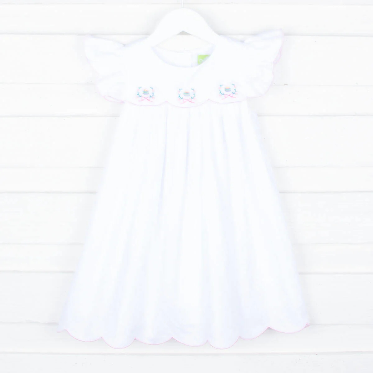 Floral Eggs White Scalloped Amelia Dress - Image 3