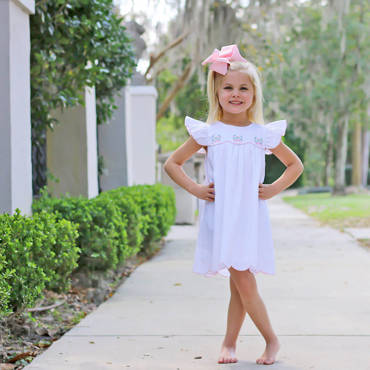 Floral Eggs White Scalloped Amelia Dress - Image 8