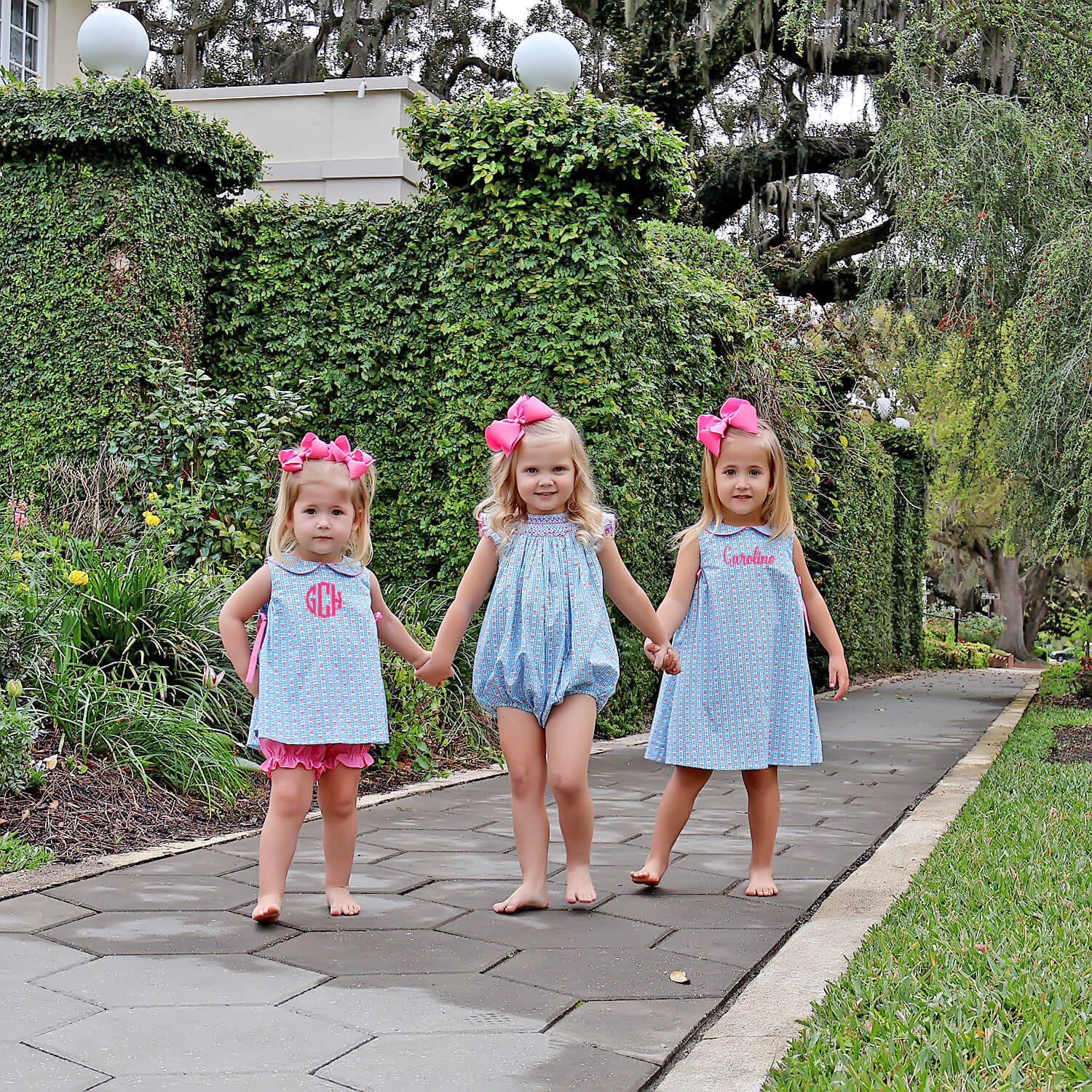 Floral Turquoise Smocked Angel Sleeve Bubble - Image 5