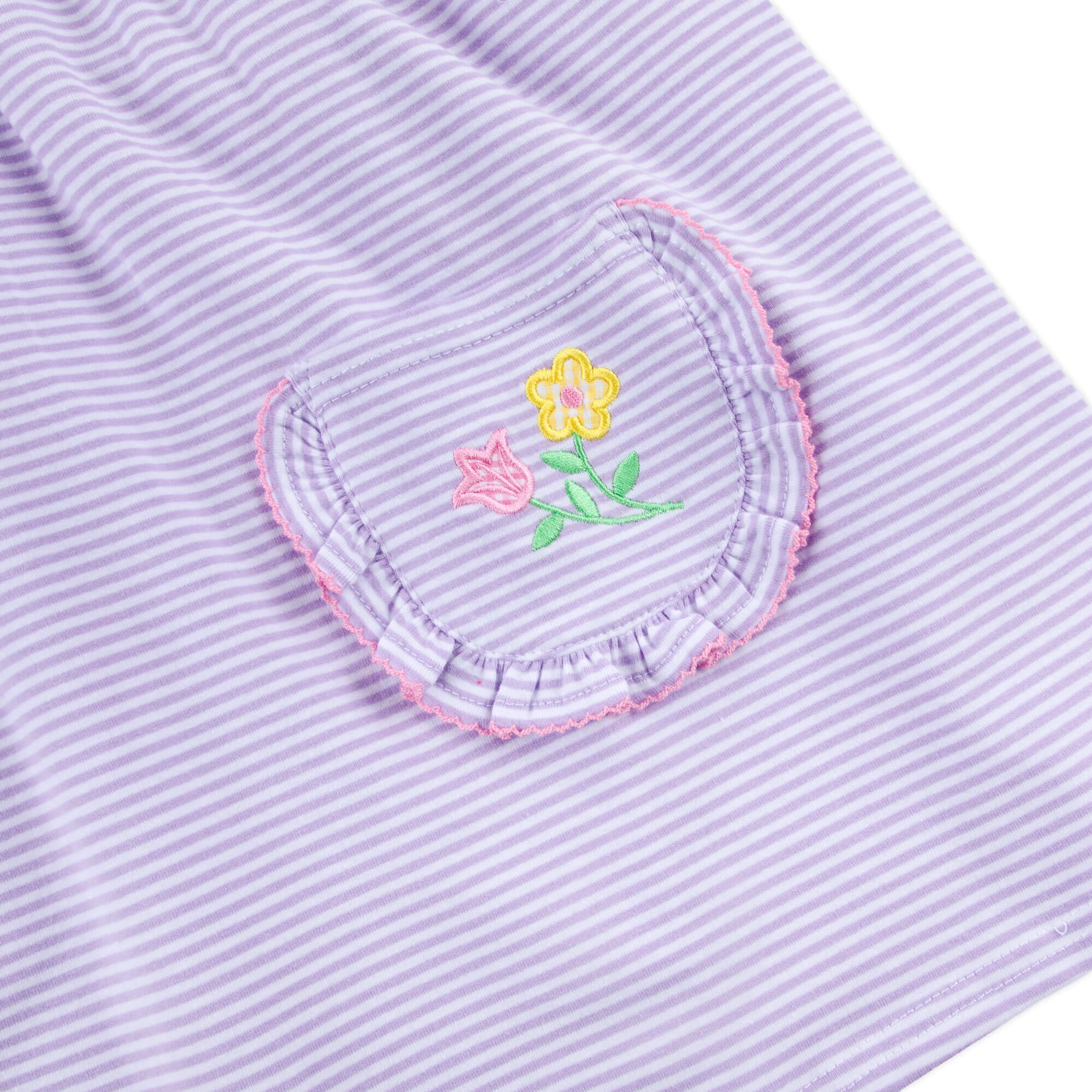 Flower Applique Purple Stripe Caroline Dress - Image 5