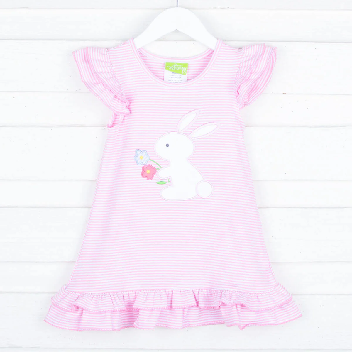 Flower Bunny Pink Stripe Milly Dress - Image 2