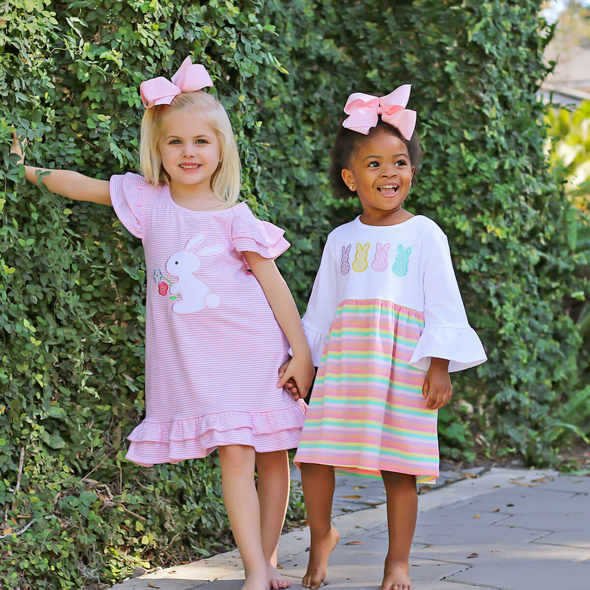 Flower Bunny Pink Stripe Milly Dress - Image 5