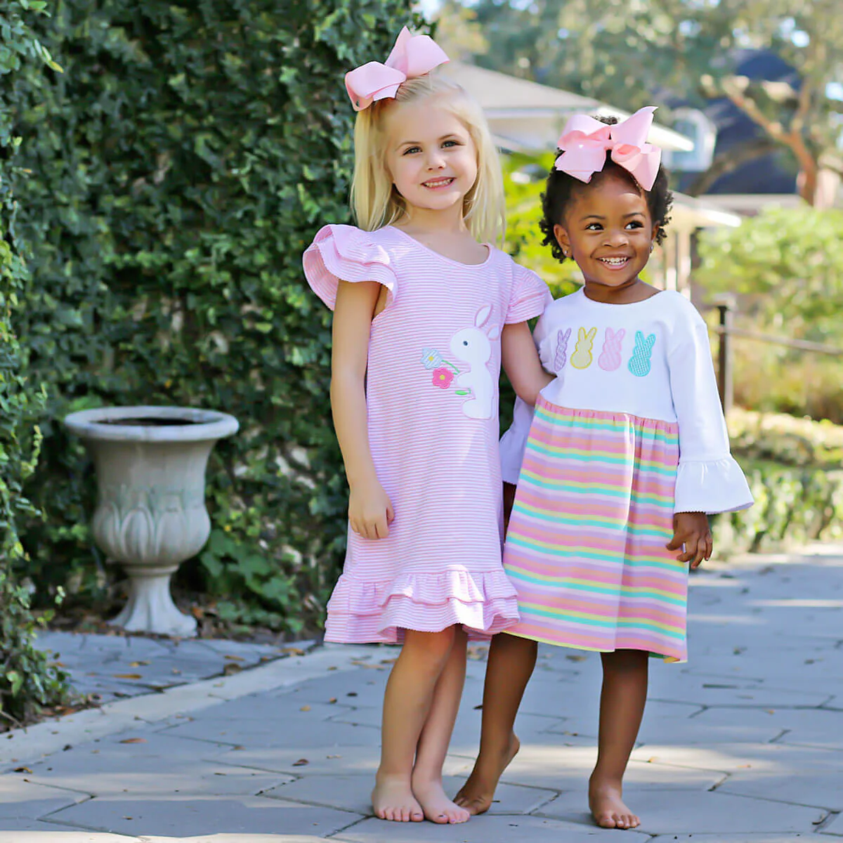 Flower Bunny Pink Stripe Milly Dress - Image 6
