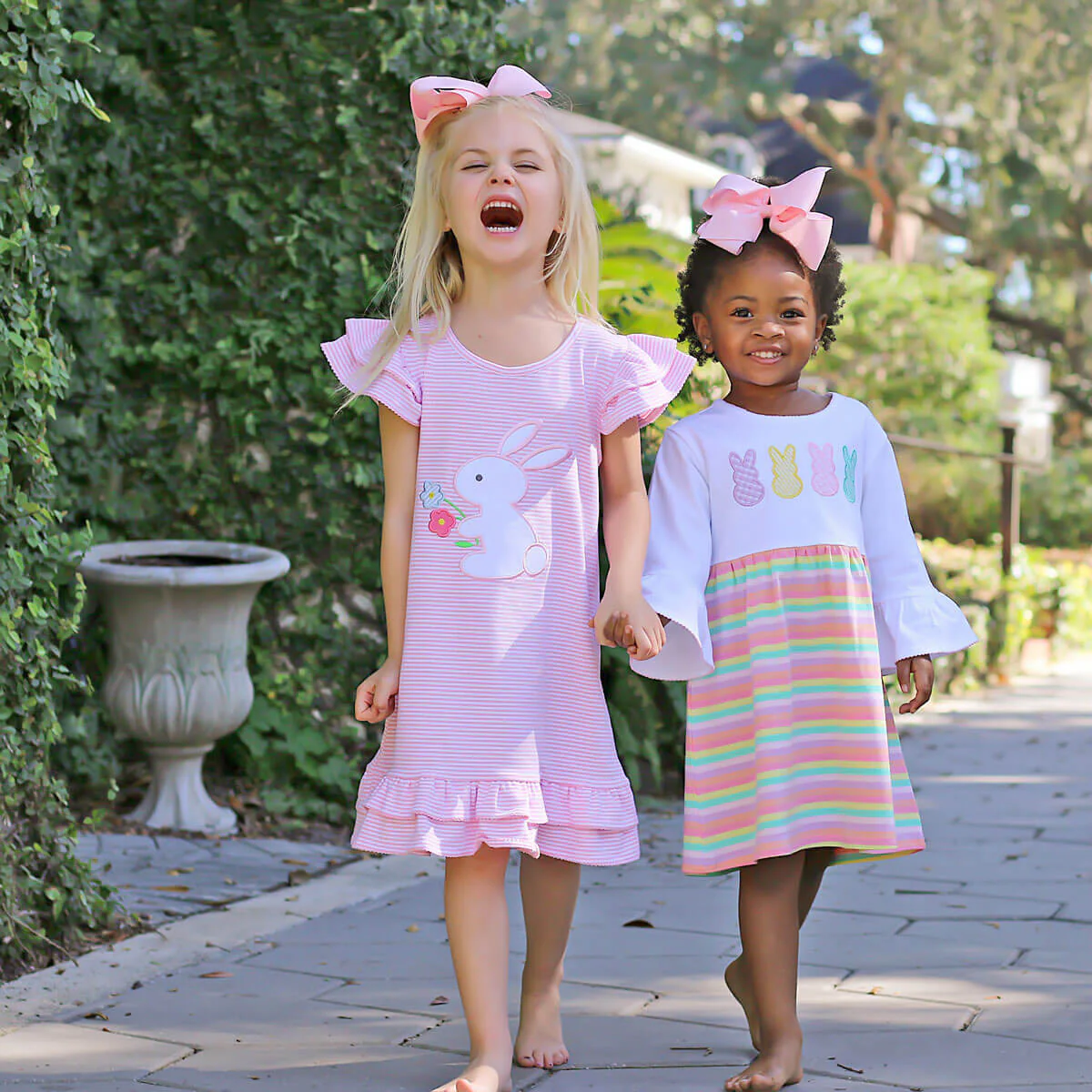 Flower Bunny Pink Stripe Milly Dress - Image 7