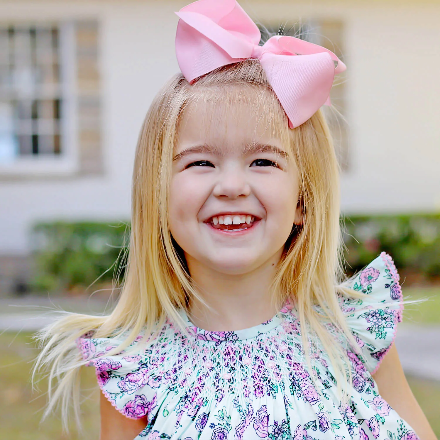 Flower Child Pink Smocked Angel Sleeve Dress - Image 4