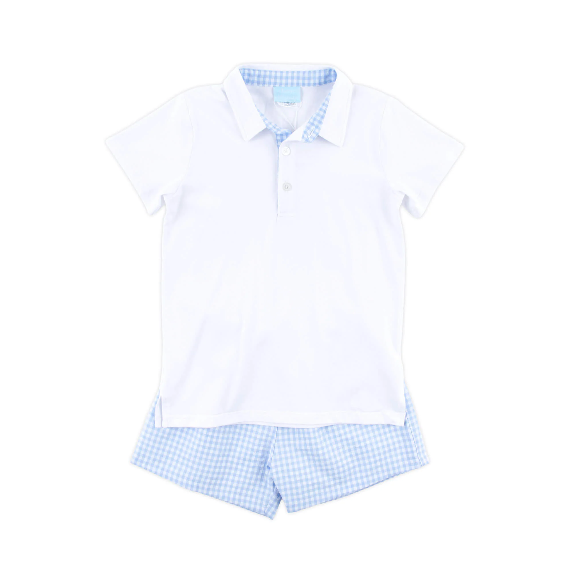 French Blue Gingham Polo Short Set - Image 4