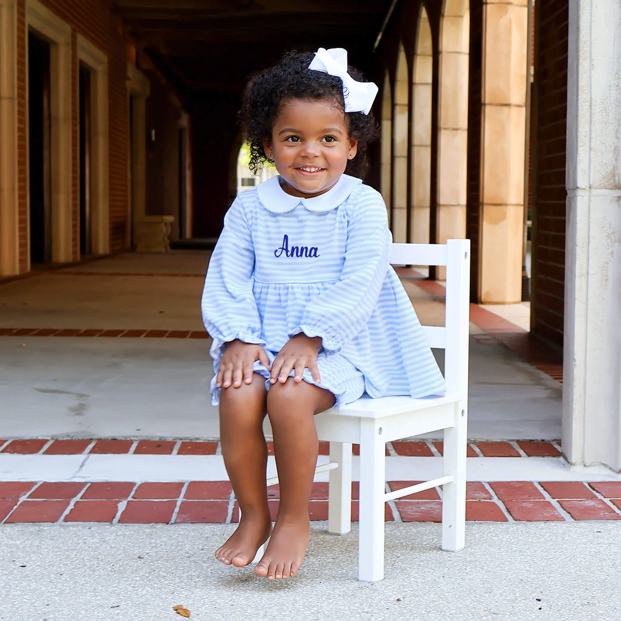 French Blue Stripe Riley Bloomer Set - Image 3