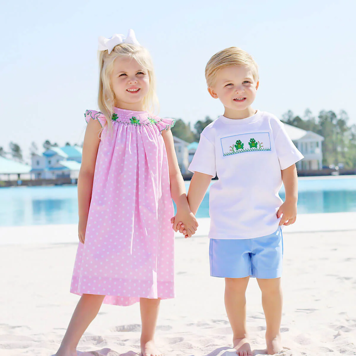 Frog Smocked Pink Dotted Dress - Image 5