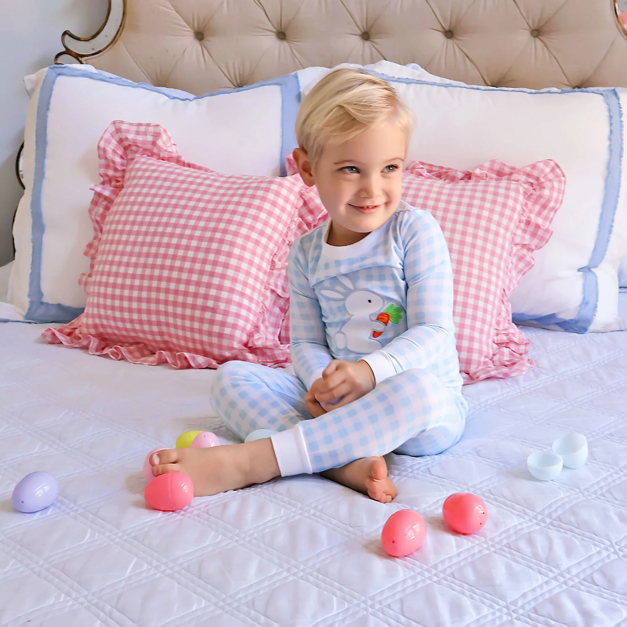Bunny Garden Blue Check Pajamas - Image 2