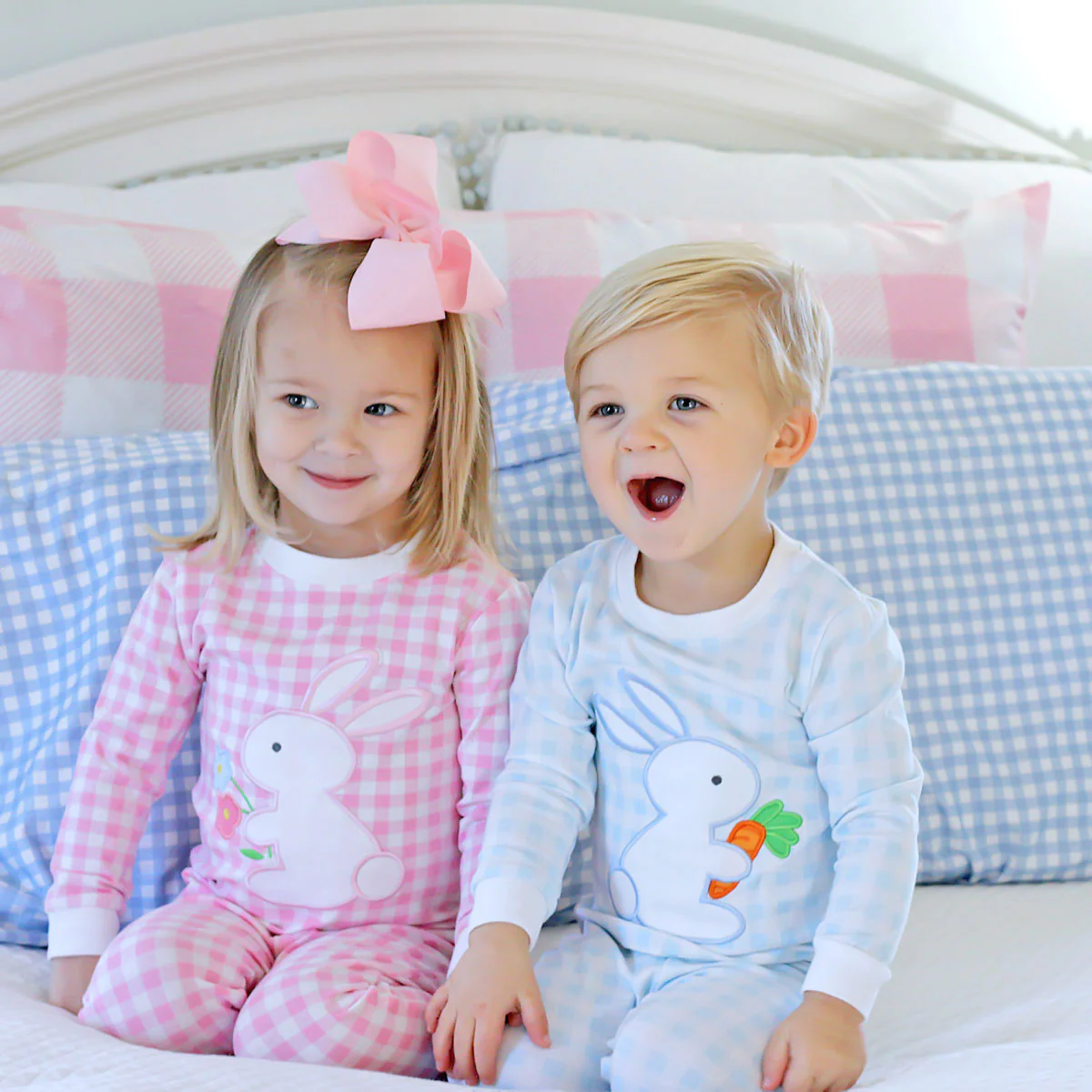 Bunny Garden Pink Check Pajamas - Image 4