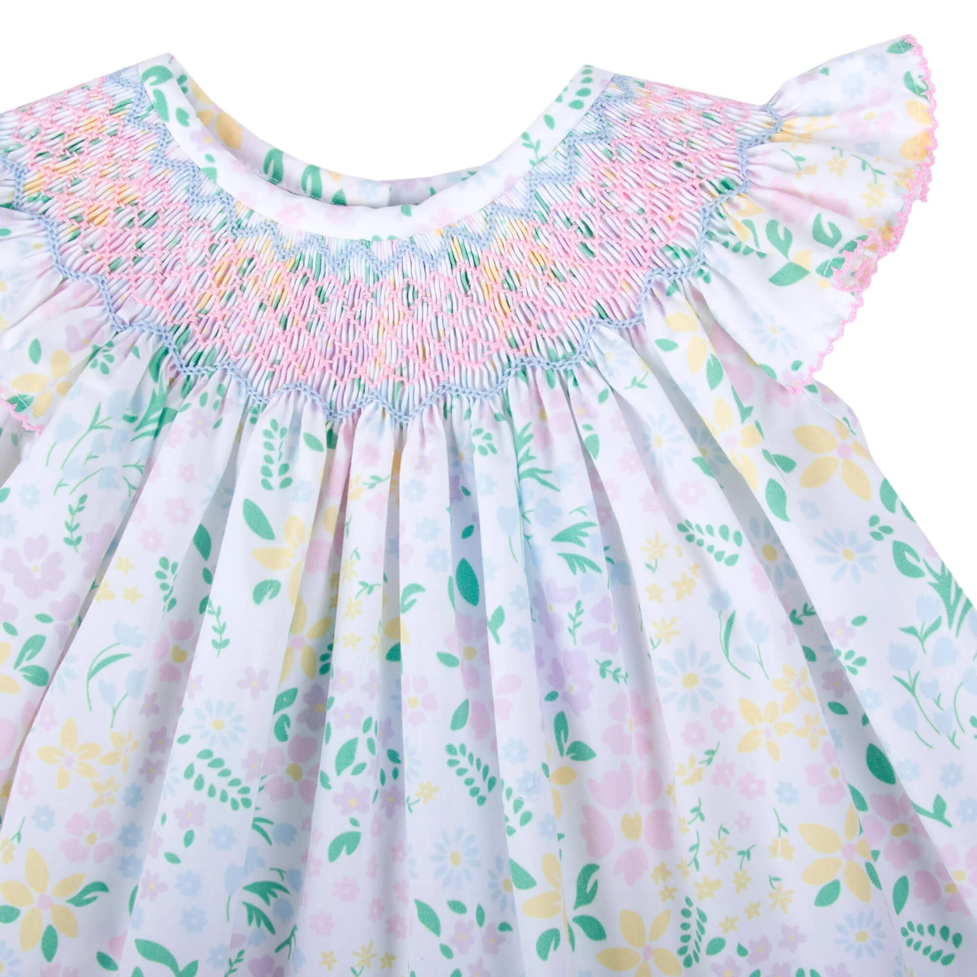 Garden Floral Smocked Angel Sleeve Bloomer Set - Image 2