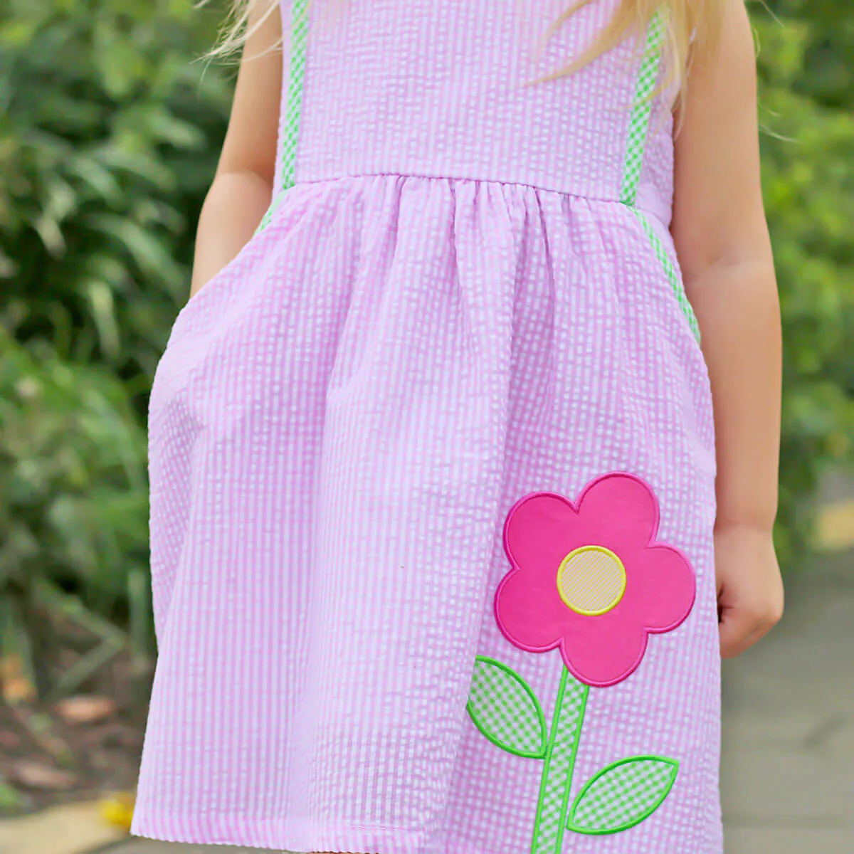 Garden Flower Pink Seersucker Alaia Dress - Image 2