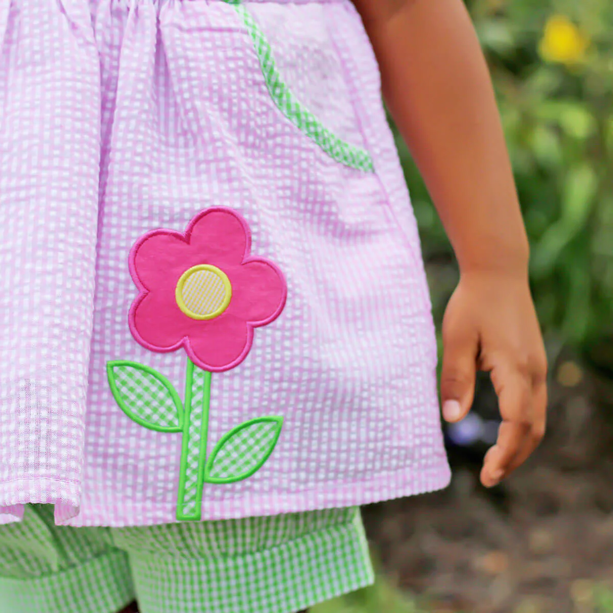 Garden Flower Pink Seersucker Alaia Short Set - Image 3