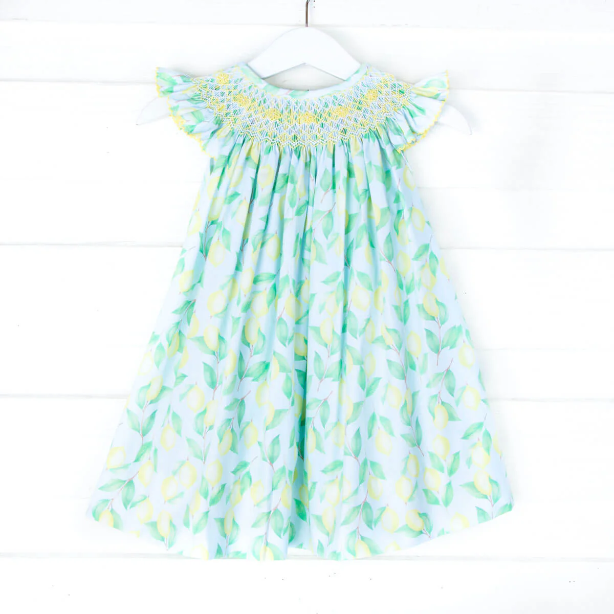 Geometric Smocked Lemon Dress - Image 2